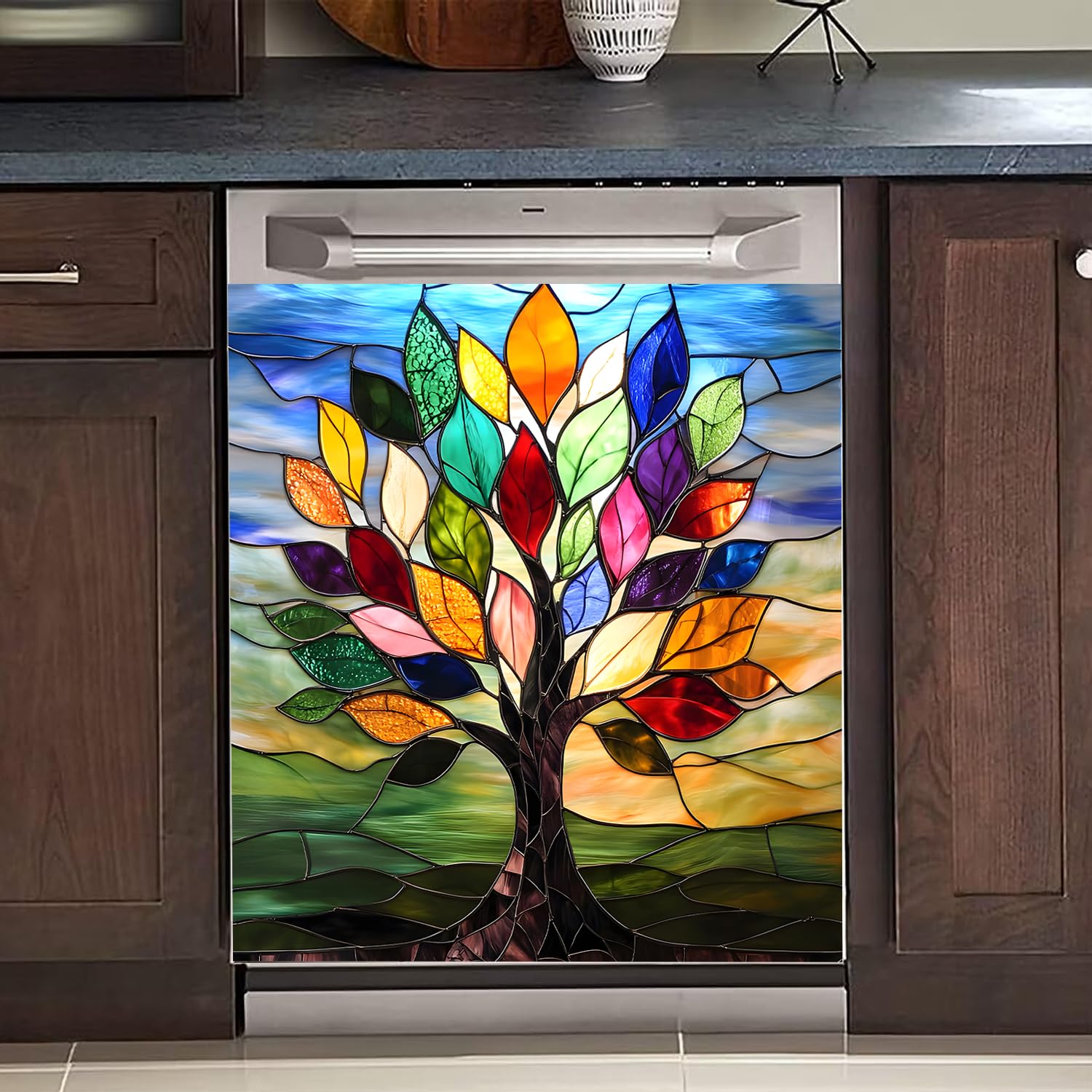 BVBOX Dishwasher Magnet Cover 23"x26", Reusable Magnetic Refrigerator Covers, Decorative Magnets Cover Fridge Door Skin Panel Stickers for Home Kitchen Appliance