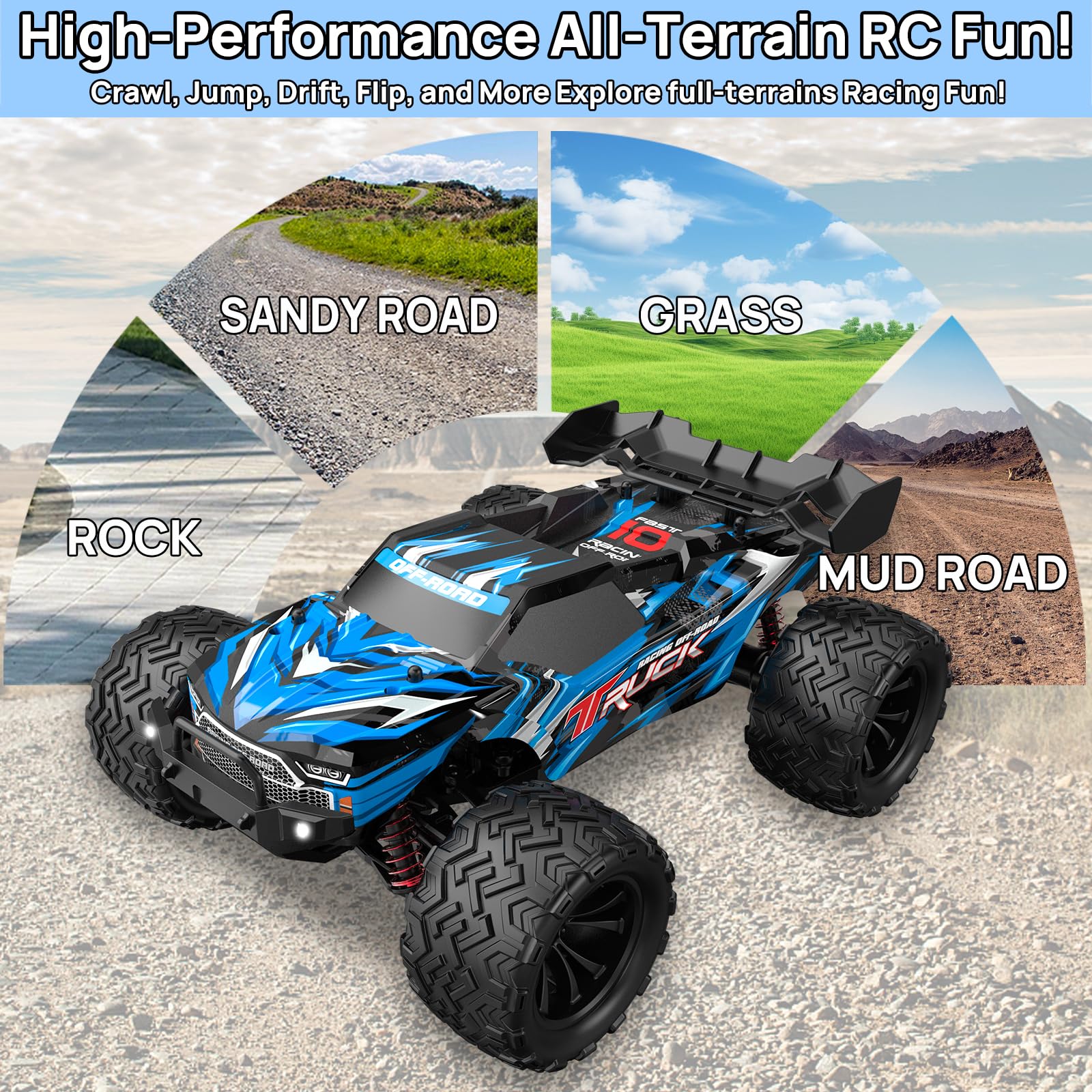 40KM/H Ferngesteuertes Auto, 1:16 RC Auto Ferngesteuert Monstertruck RC Car | Schnelles Ferngesteuertes Auto Monster Truck für Erwachsene RC Auto Ferngesteuert für Jungen