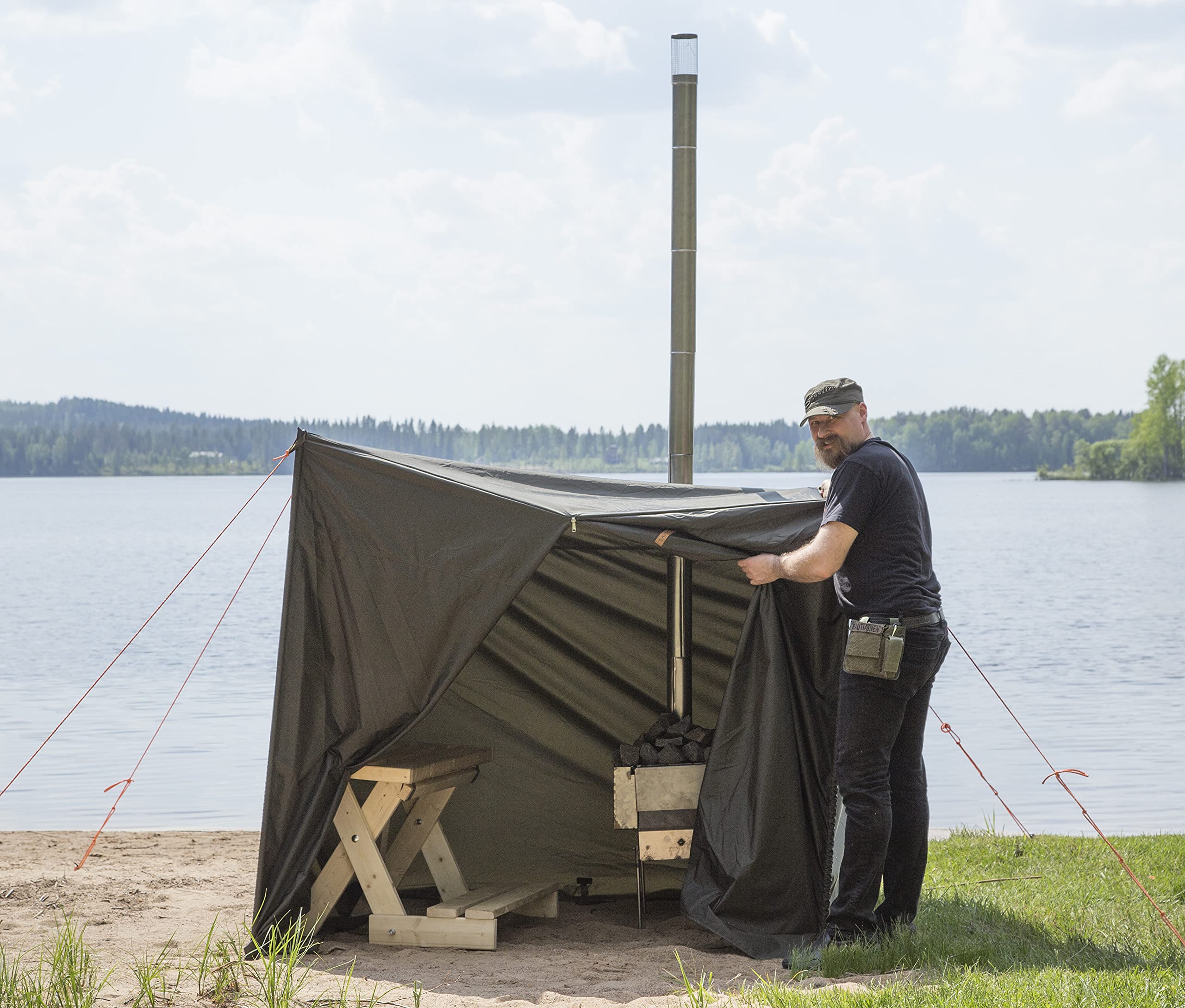 Zeltsauna HIISI 2 inkl. Saunaofen Holz-Beheizung, kompakte Outdoor Sauna