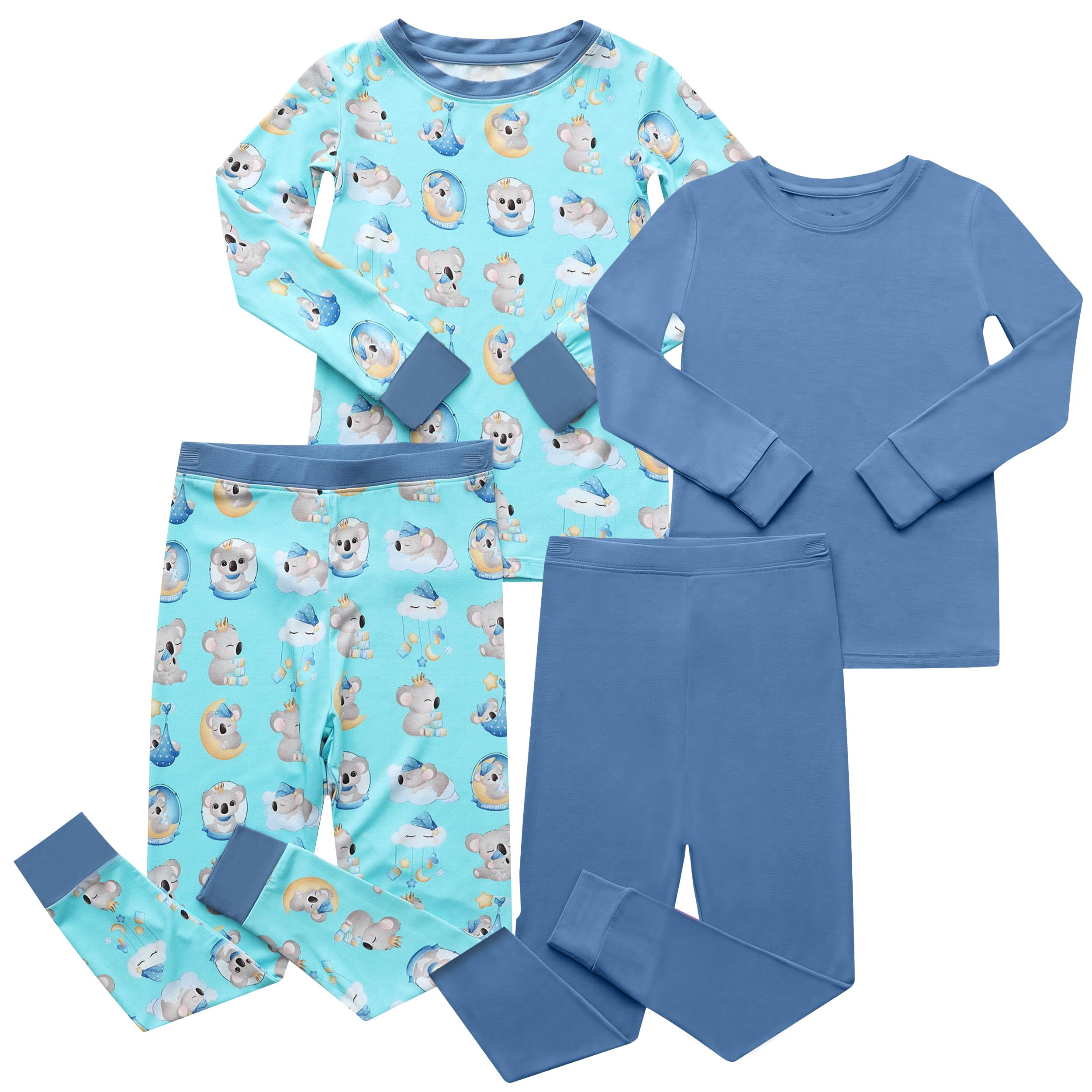 CubbieMoon Toddler Pajamas Set 2 Piece Soft Bamboo Viscose Girls and Boys Pajamas for Kids perfect for Sleep and Play 2 pack