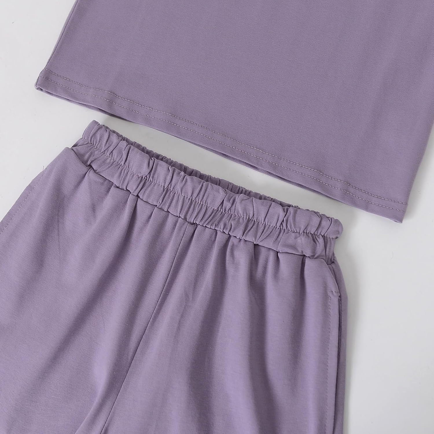 ACESTAR Toddler Baby Boys Girls Summer Clothes Set - Cotton Solid Plain Short Sleeve T-Shirt Tops + Shorts Cute Outfits Set - Image 5