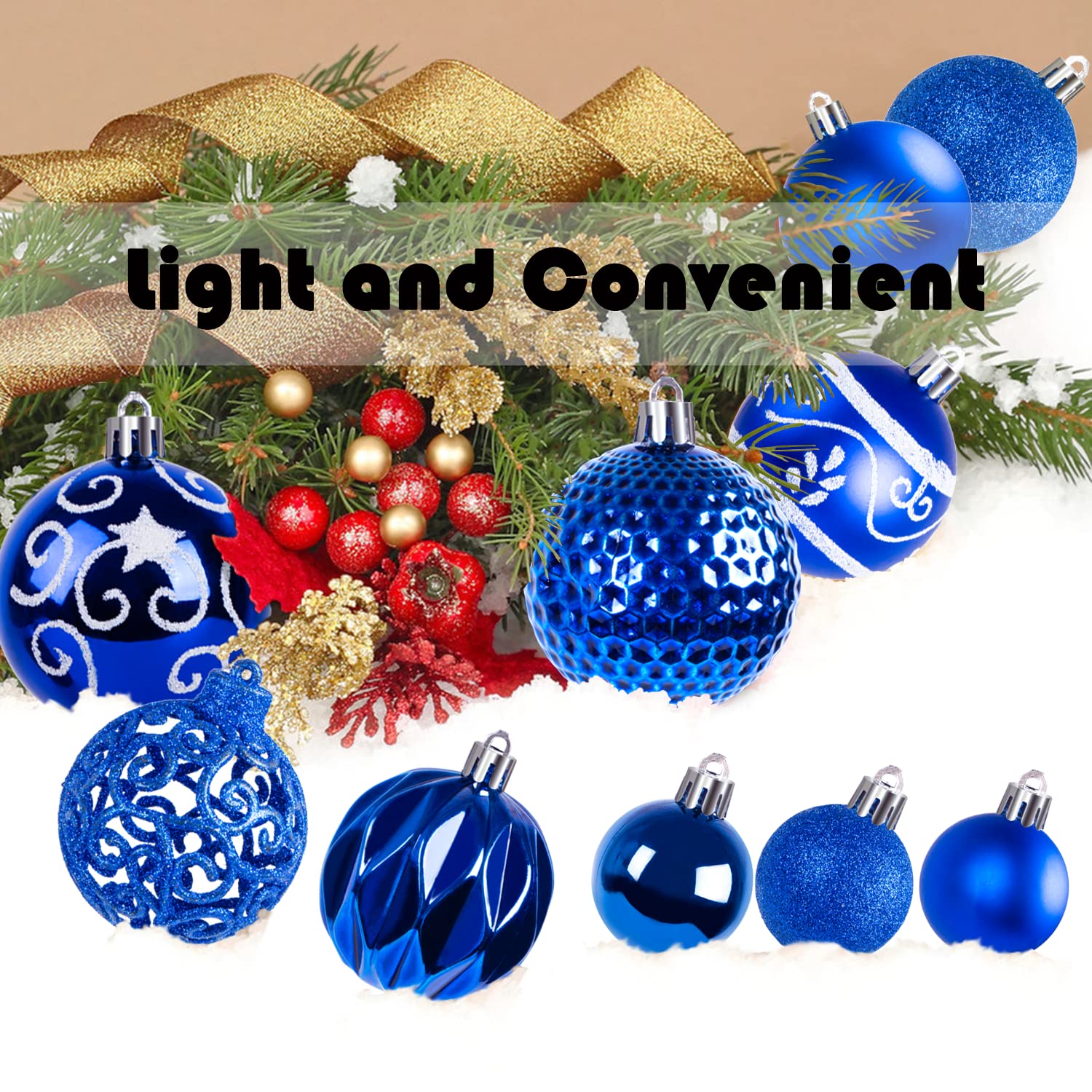 Ywlake 100Pcs Christmas Ball Ornaments for Christmas Tree Decoraion Baubles Shatterproof Balls Hanging Ornaments for Xmas Holiday Party Home Decorations (Blue) - Image 3