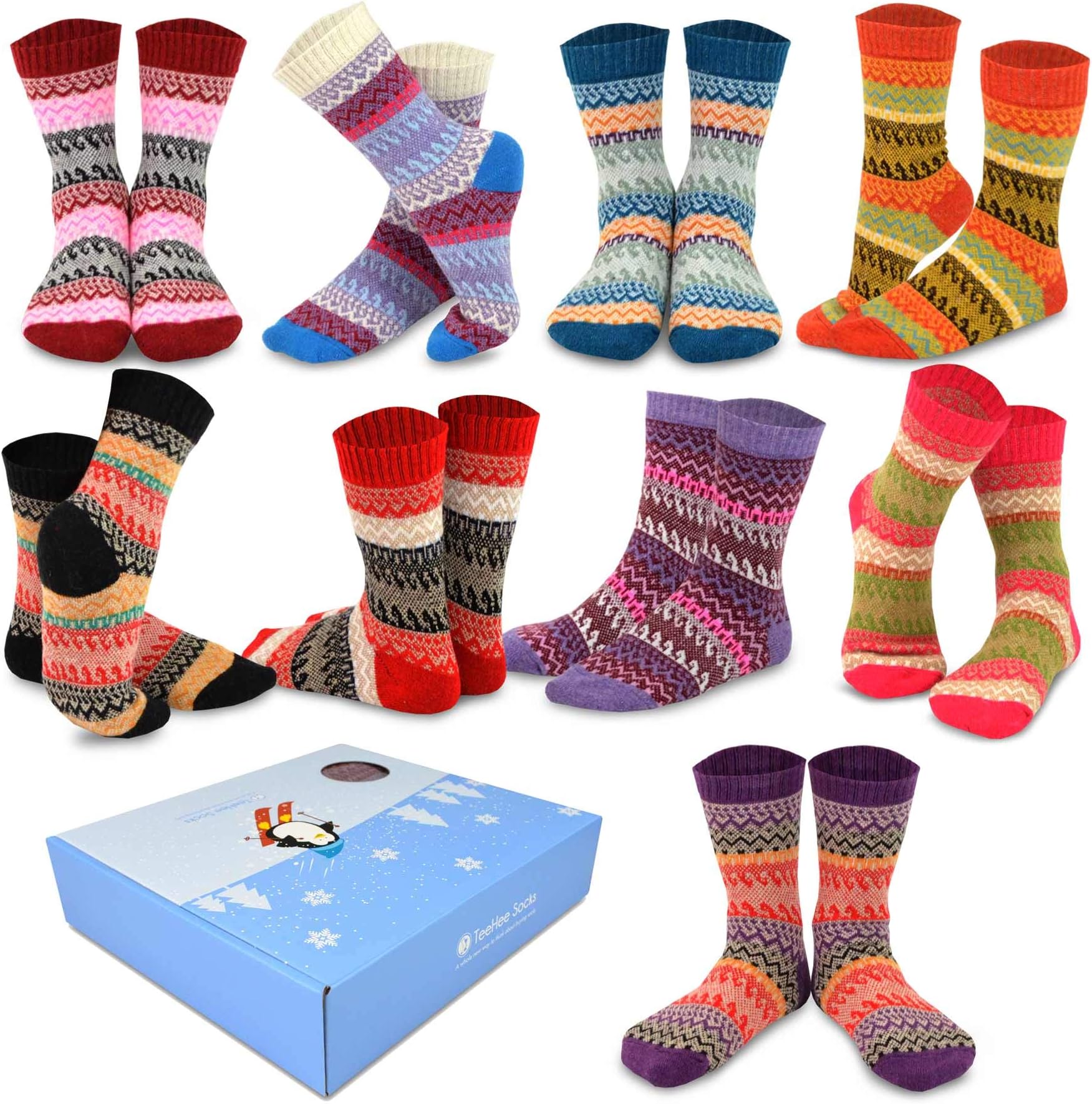 Fashion Winter Crew Fun Socks for Women Ankle Boot Socks 9-Pair Gift Box (Jacquard Basic)