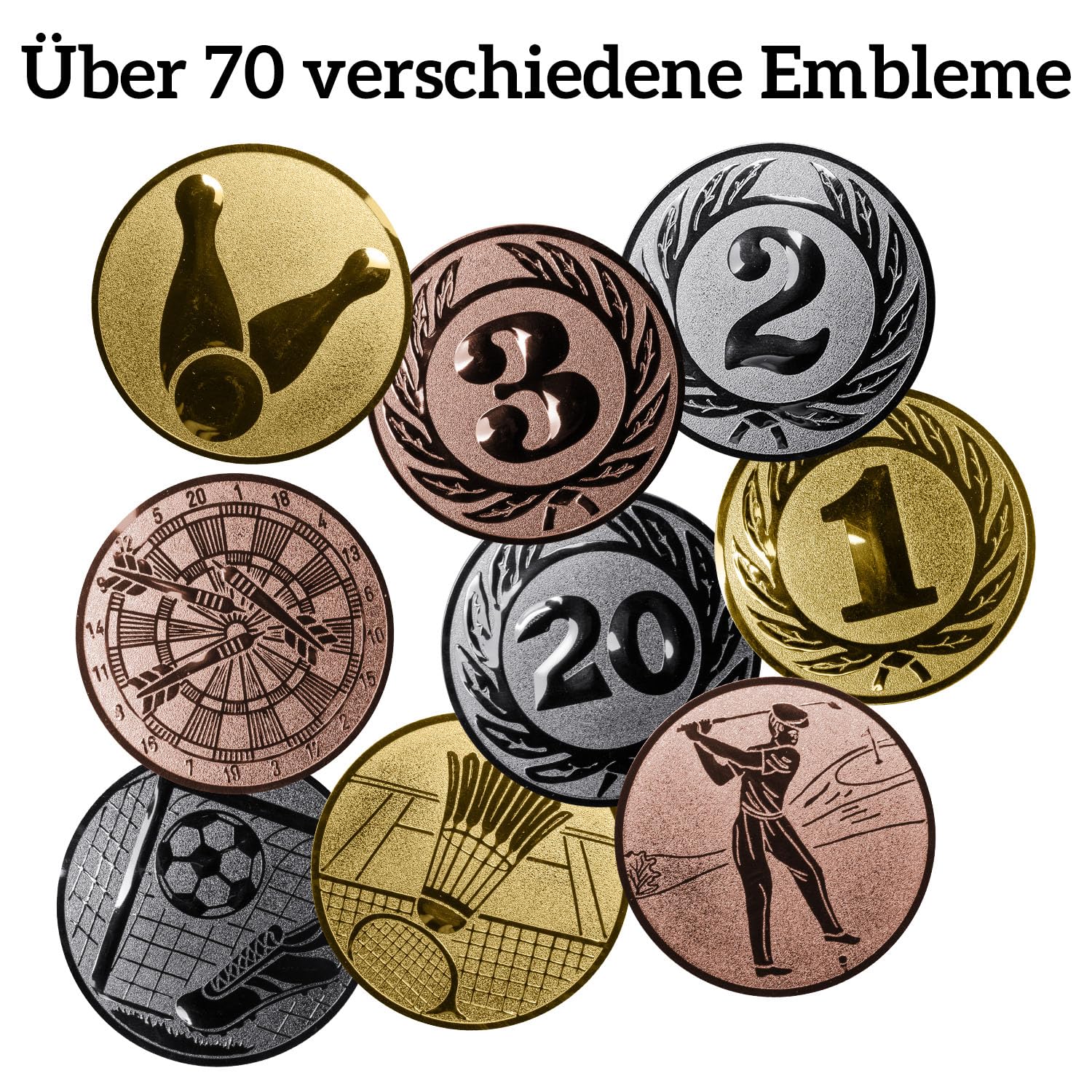 Deitert Fußballpokale 3er Serie TRY-6558 Altsilber mit Gold