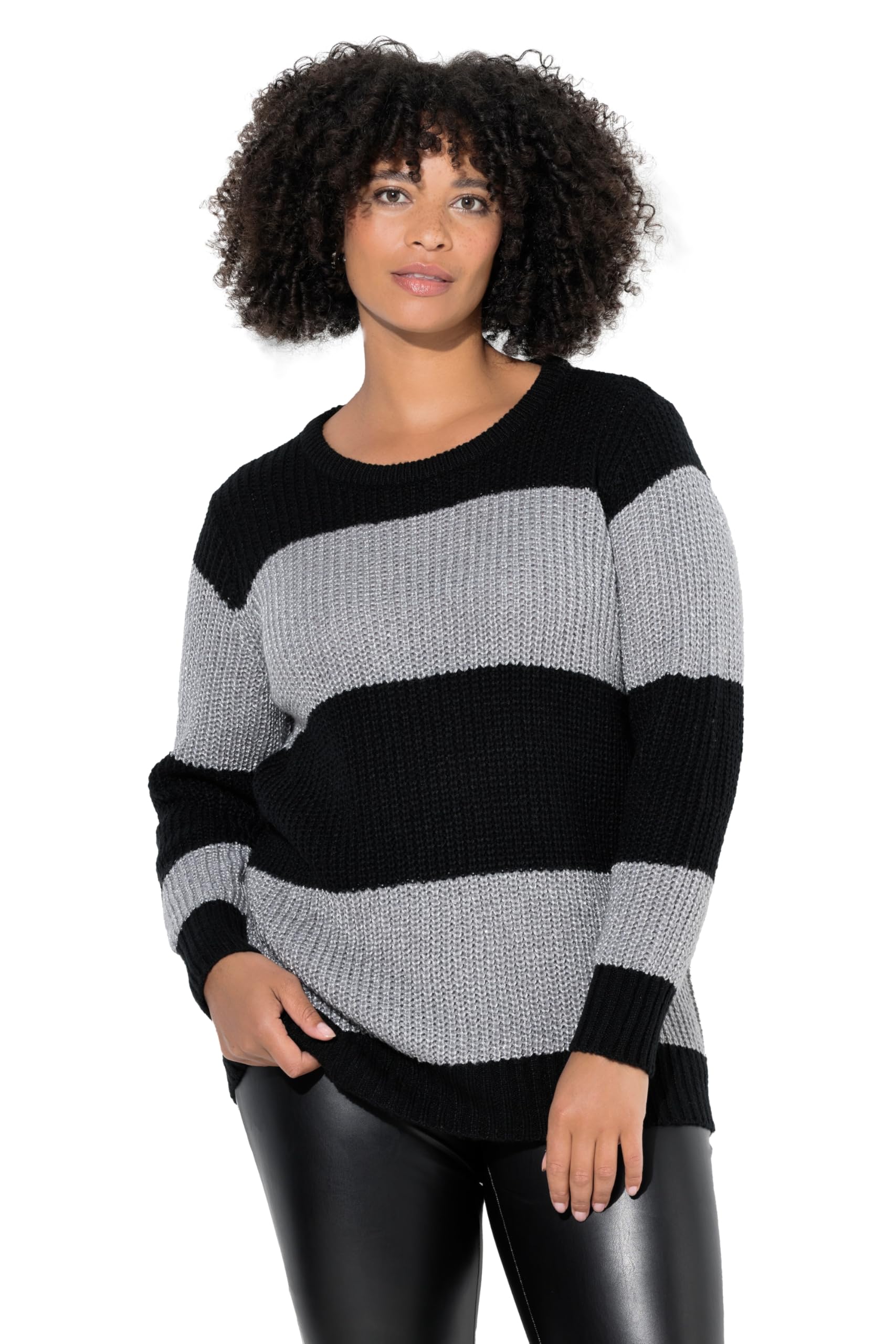 Angel of Style Damen große Größen Übergrößen Plus Size Pullover, Straight Fit, Blockstreifen, Pailletten 845329