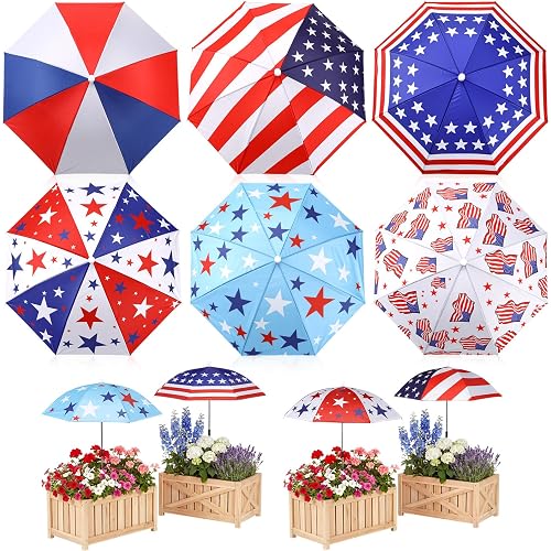 6 Pcs Plant Umbrellas for Outdoor Plants Garden Umbrella Shade for Potted Plants Flower Garden Beds Plant Cover with Stake for Summer Beach Swimming Pool