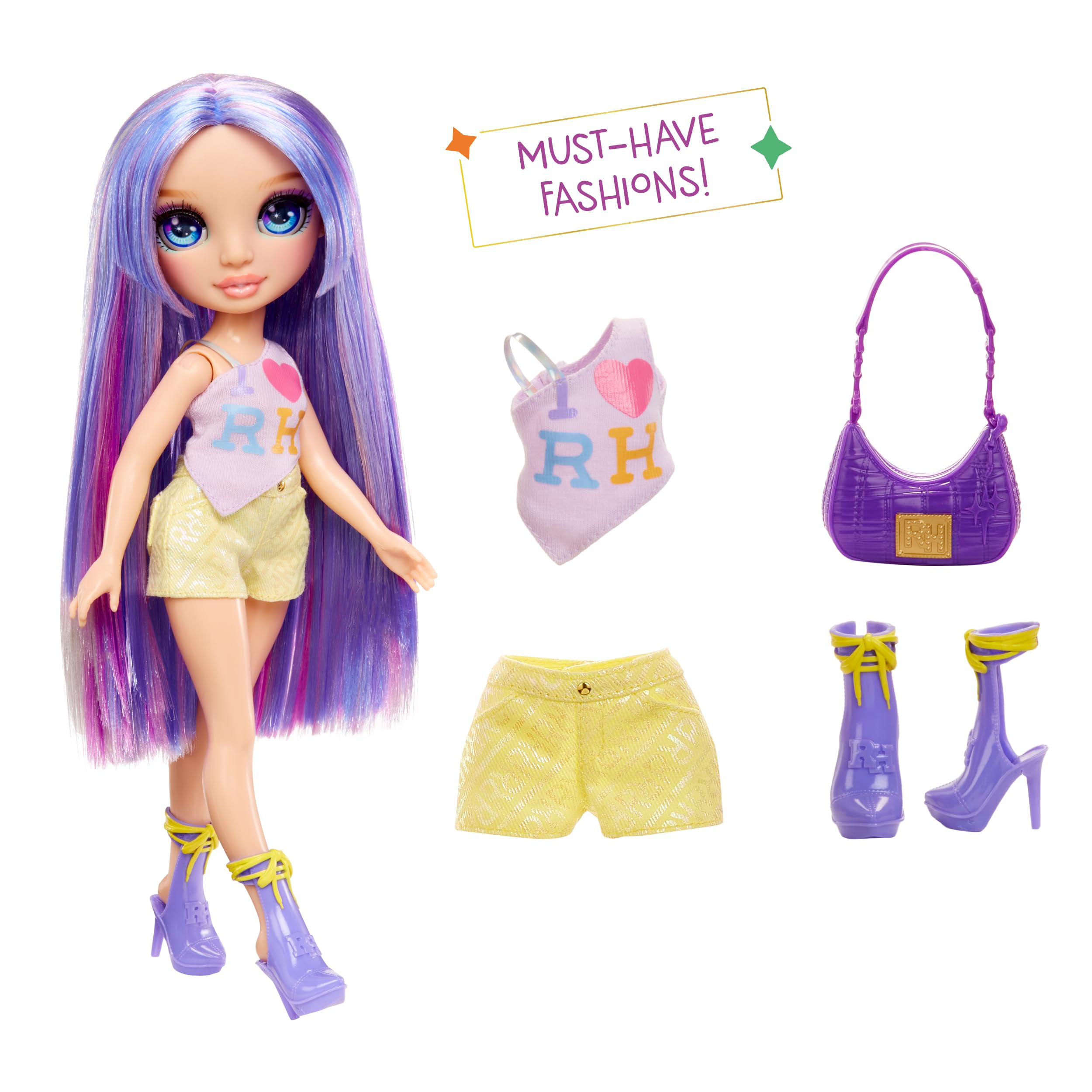 Rainbow High My Fashion Style Doll – Violet, 28 cm Fioletowa Modna Lalka z Wyrazistą Stylizacją i Modną Torebką. Do Zabawy, Pozowania i Kolekcjonowania. Dla Dzieci w Wieku od 4 do 12+ Lat