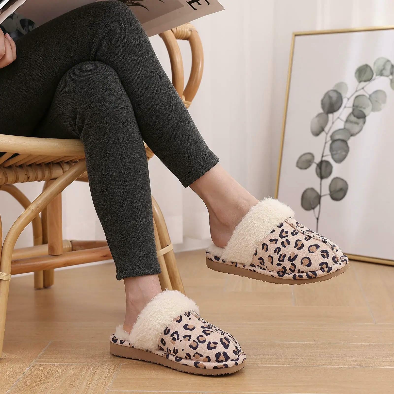 Pantofole da Donna in Memory Foam Scarpe Casa Invernali Calde Camera alla Moda Esterno-beige-46-47
