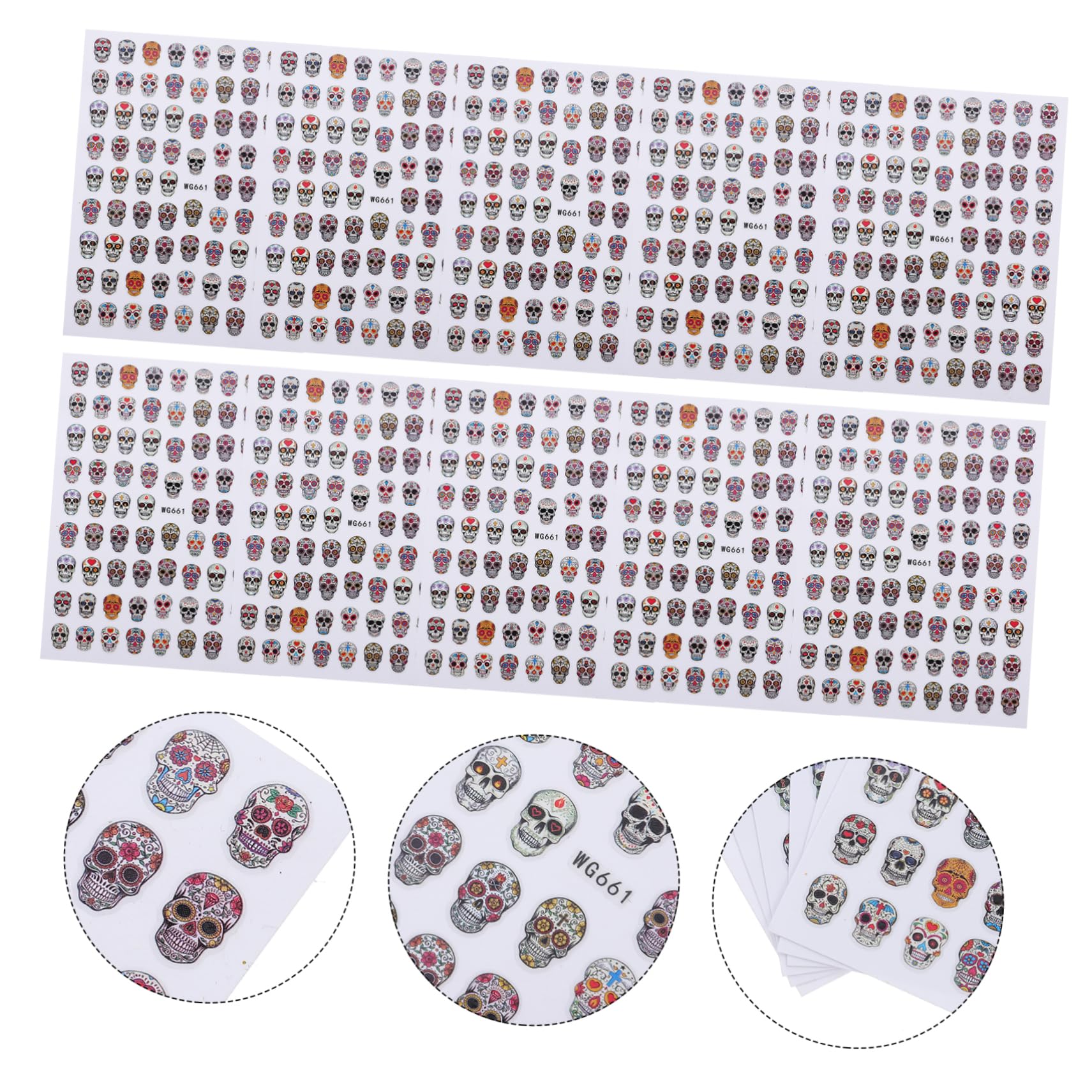 minkissy 40fogli Adesivi Per Unghie Tema Halloween Di Decalcomanie Con Teschi Per Decorazioni Unghie Perfetti Per Feste e Make-up Di Halloween