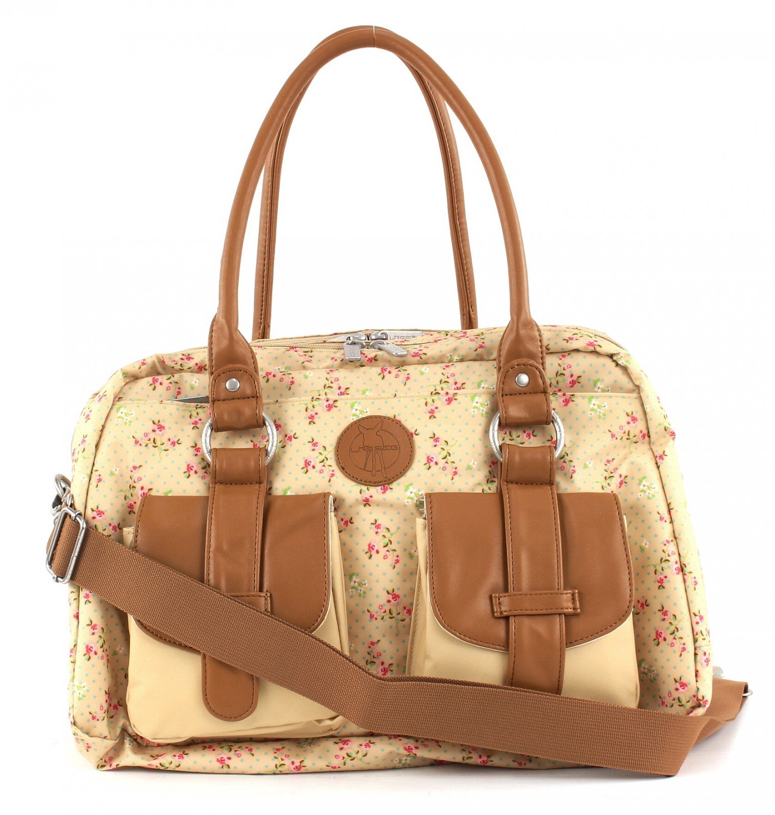 LÄSSIG Baby Wickeltasche Babytasche Kliniktasche Stylische Tasche Mama inkl. Wickelzubehör/Vintage Mero Bag, Rosebud Fairytales