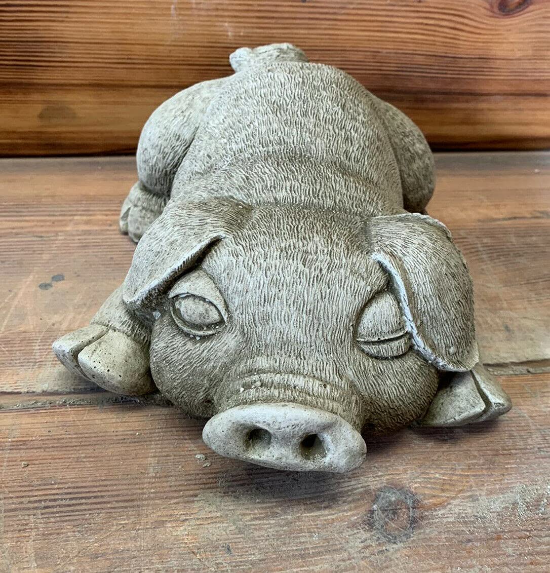 J And L Stone Ornaments Stone Garden Laying Winking Cheeky Pig Detailed Ornament Statue