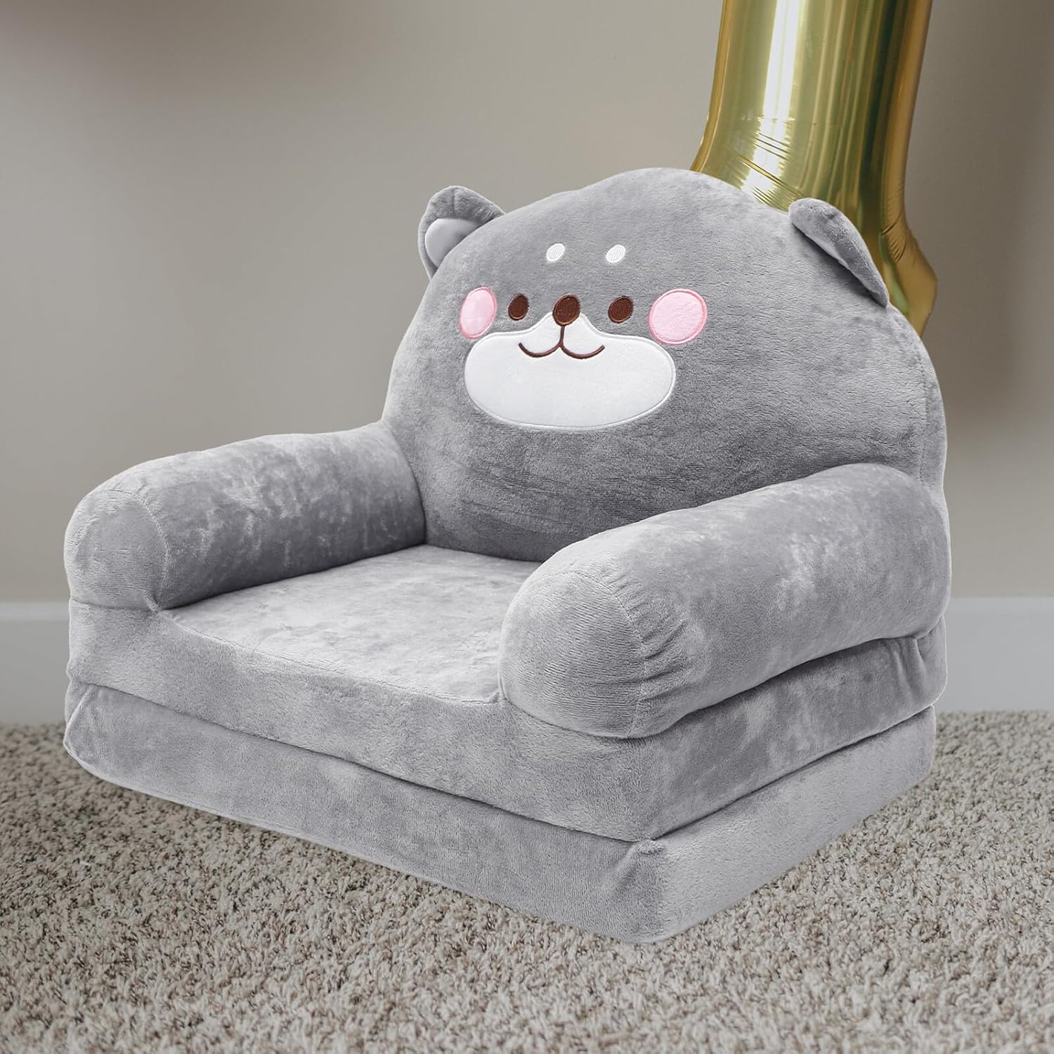 Elephant Shape Folding Sofa Plush Seat Soft Chair for Nursery and Playroom Use Random Color