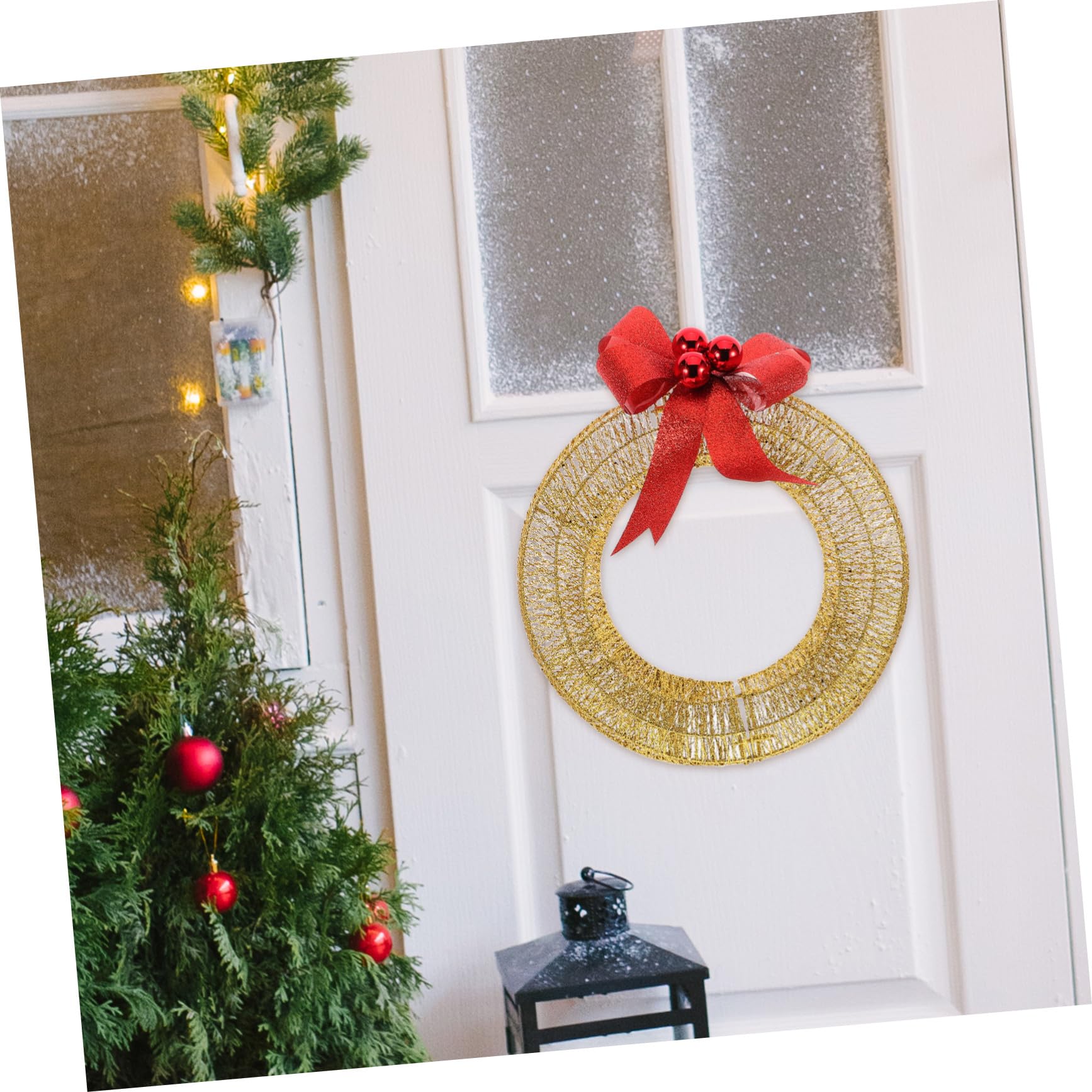 Guirnalda Navideña Metálica con Luces LED Cálidas Decoración Festiva para Puerta y Hogar Luminosa para Interior y Exterior