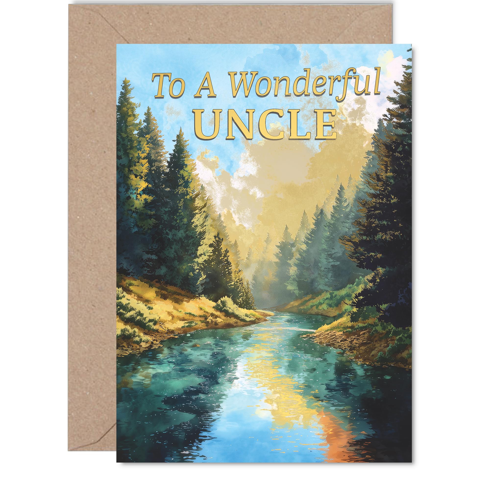 Heartfelt Birthday Card for Uncle, Warm Wishes with a Scenic River View