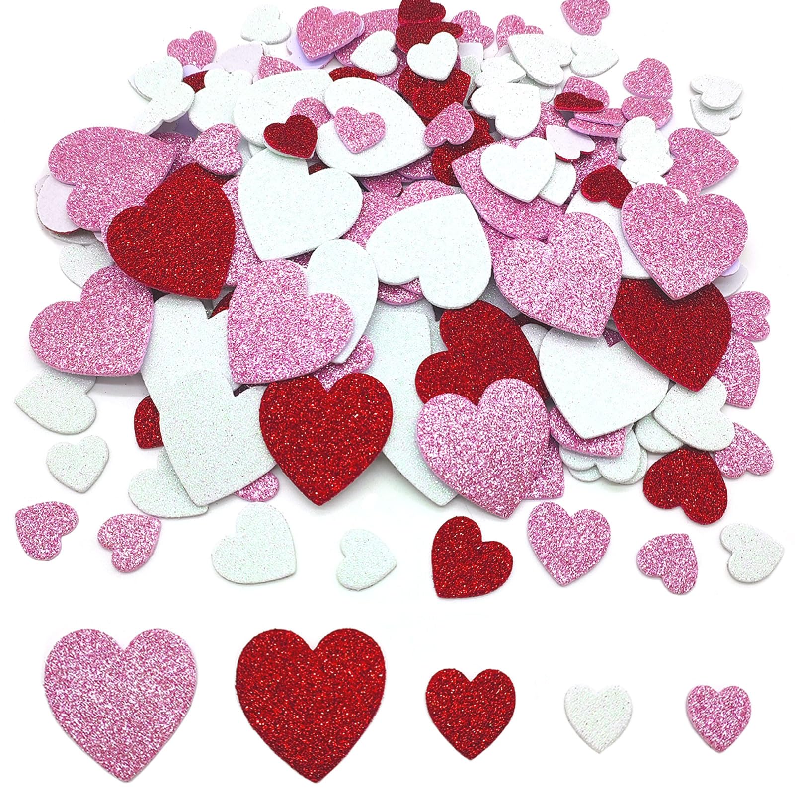 XQMMGO 300 pegatinas de espuma con forma de corazón, autoadhesivas, con forma de corazón, autoadhesivas, para decoración de cumpleaños, bodas