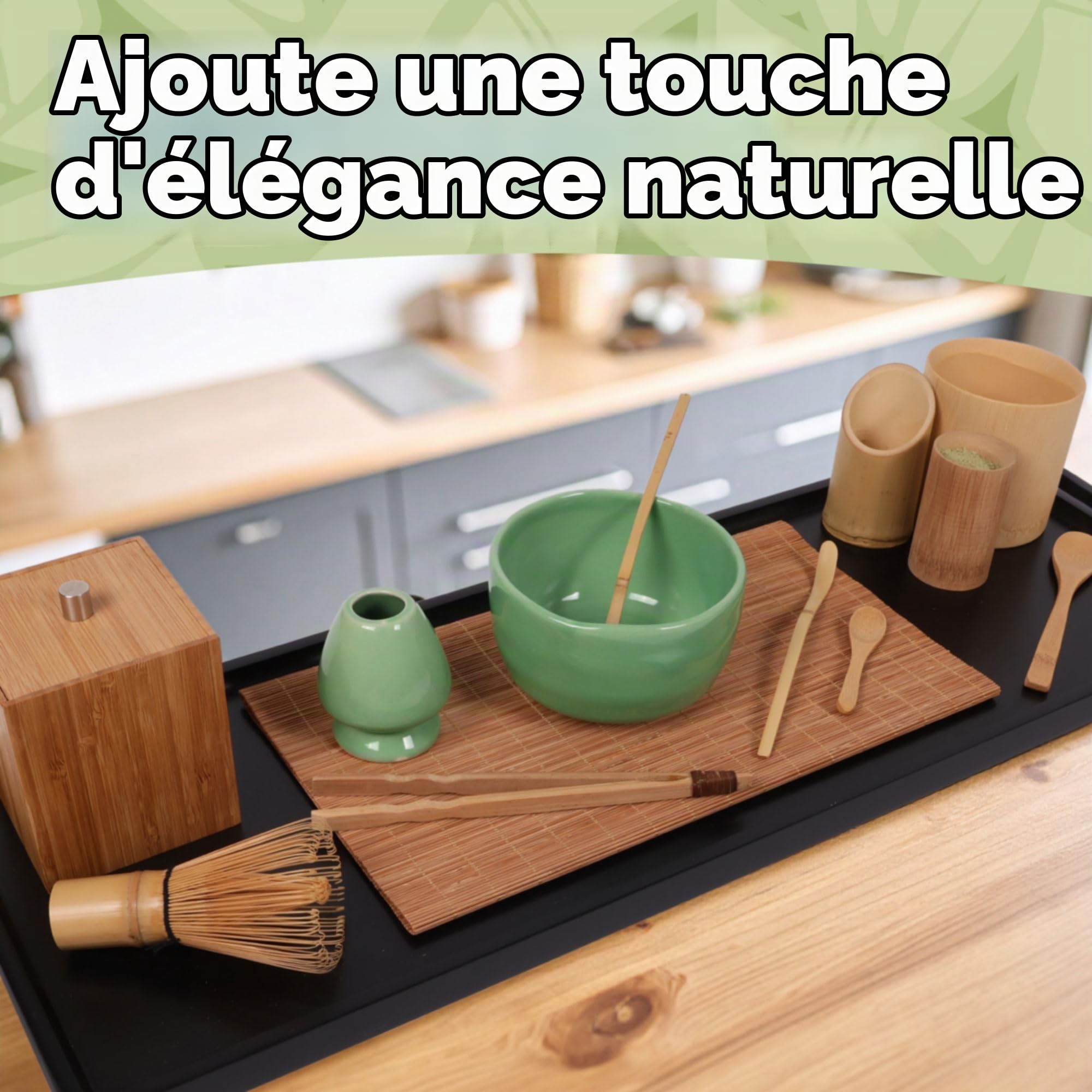 BambooMN Lot de 8 Sets de Table en Bambou pour sushis Marron 45,7 x 33 cm