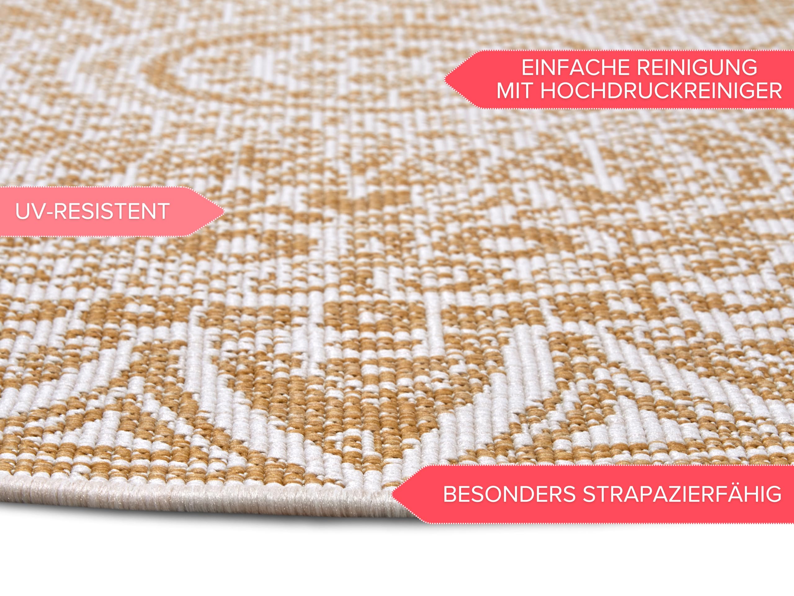 Freundin Home Collection Lilja Indoor and Outdoor Reversible Rug, Round, Flat Weave, Boho Design, Oeko-Tex - Image 3