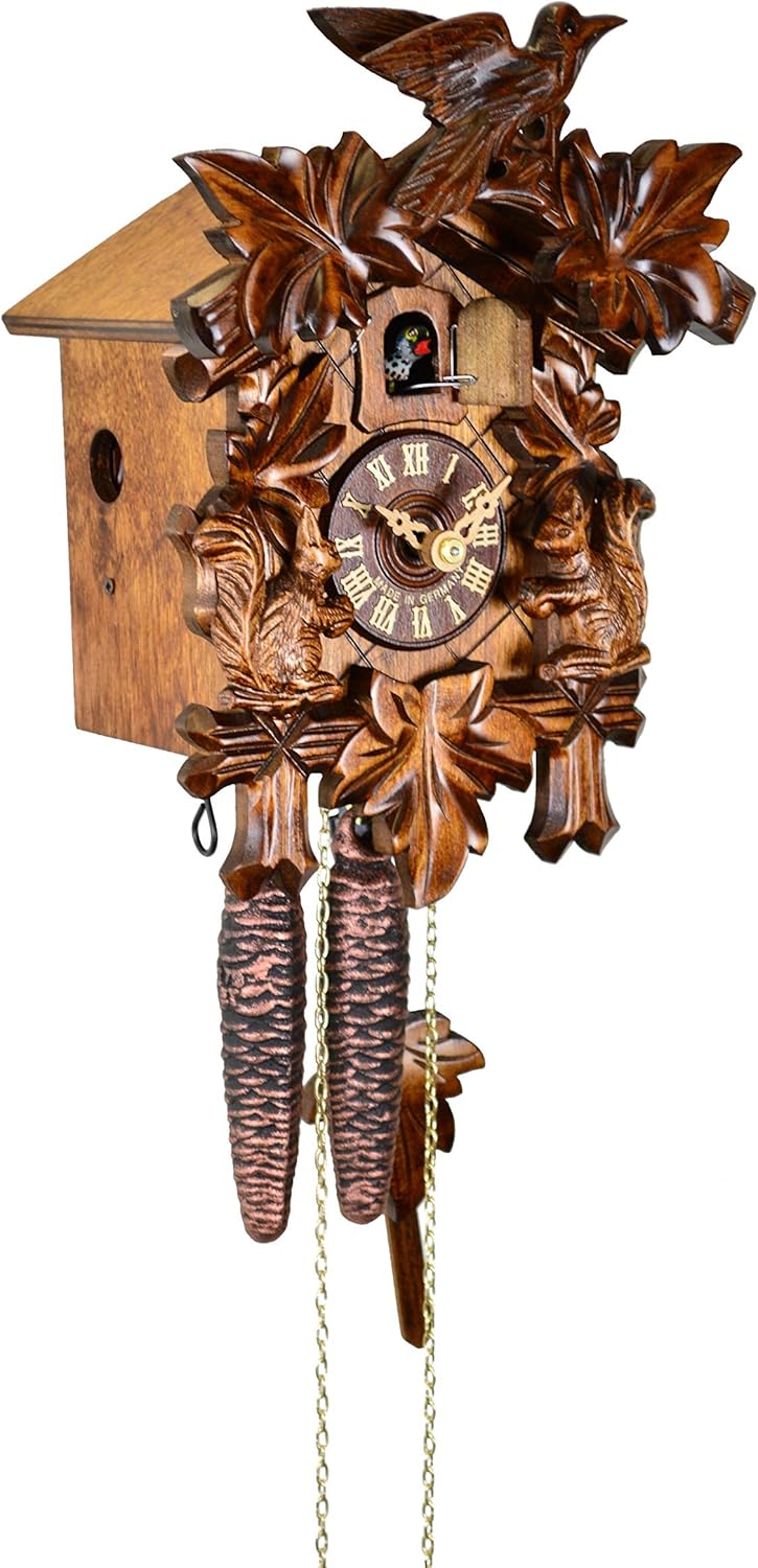 Cuckoo Clock Five Leaves, Bird, Squirrel