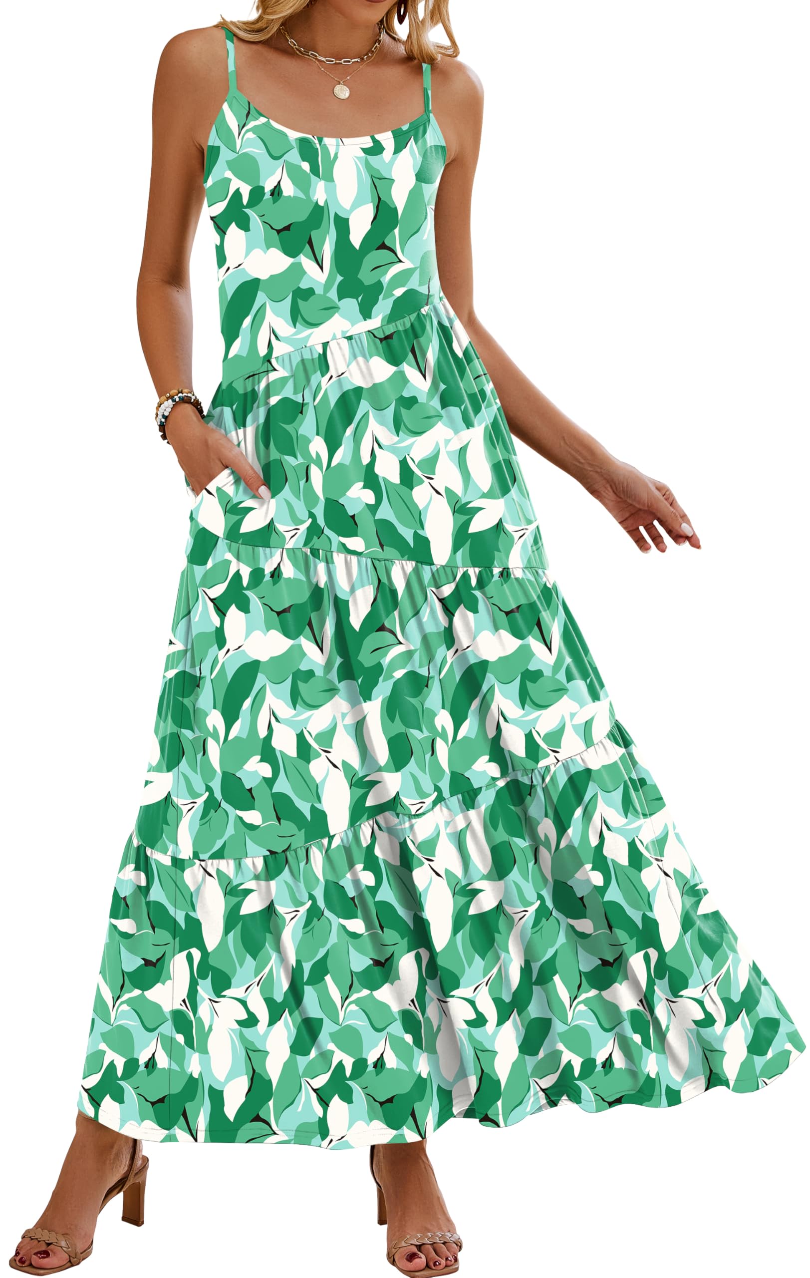 Naggoo Womens Summer Sleeveless Maxi Dresses Casual Beach Spaghetti Strap Long Dress Sundresses