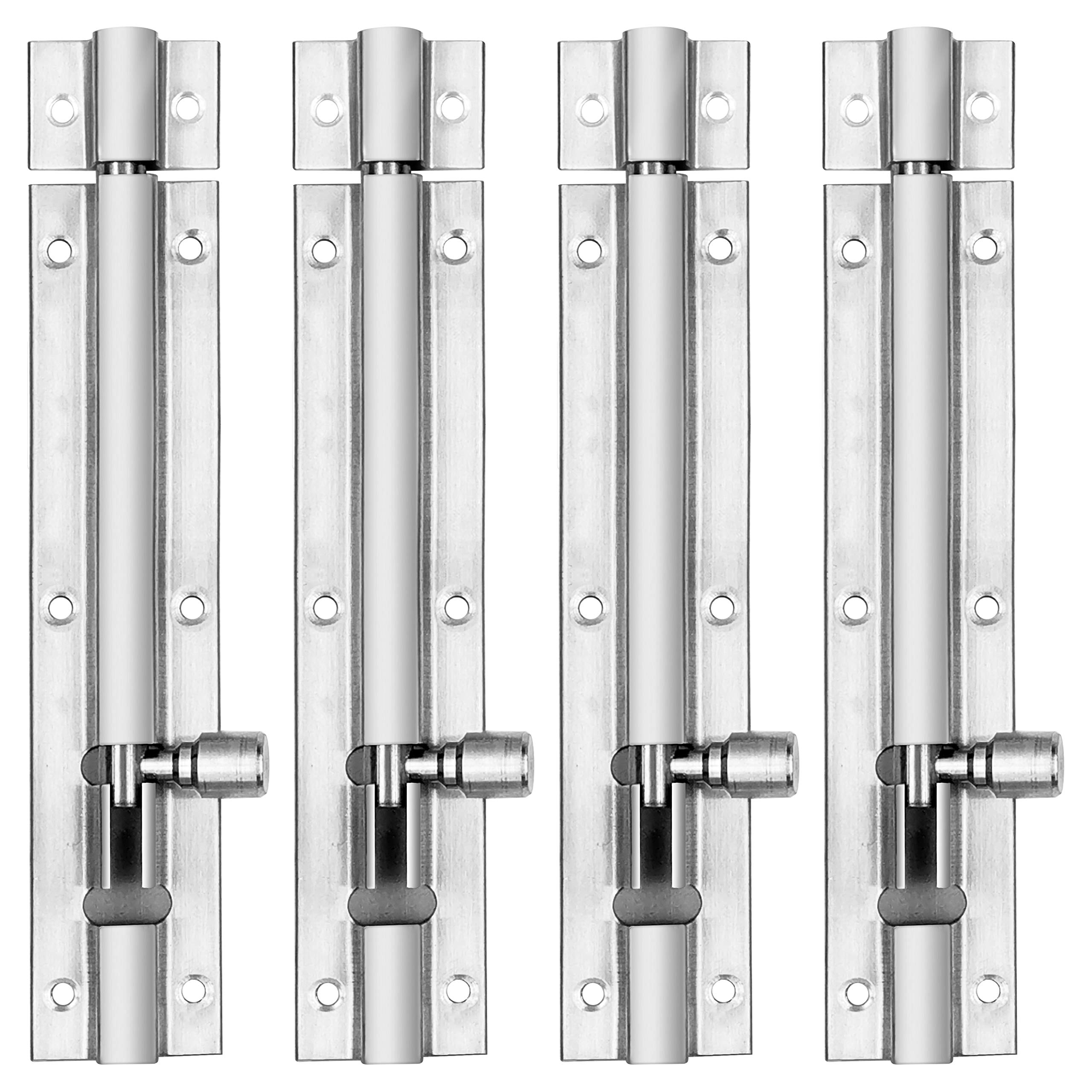 Atlantic Morden Plain Stainless Steel Tower Bolt 6 inch, Tower Bolt for Home, Office, Doors,Windows,Tower Bolt for Main Door and Bathroom, Easy to Fit (Two Tone Silver, Pack of 4 Pcs)