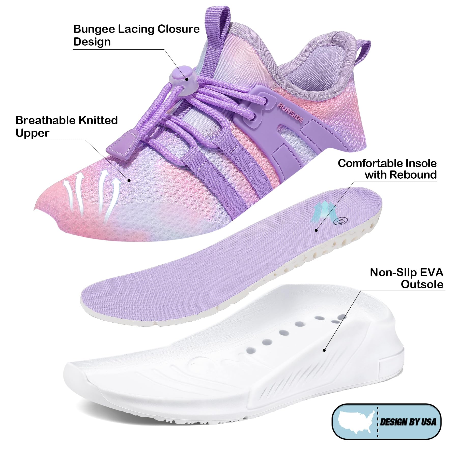 RUNSIDE Scarpe da ginnastica per bambini, da corsa, tennis, atletica, per ragazzi e ragazze (Toddler/Little Kid/Big Kid)