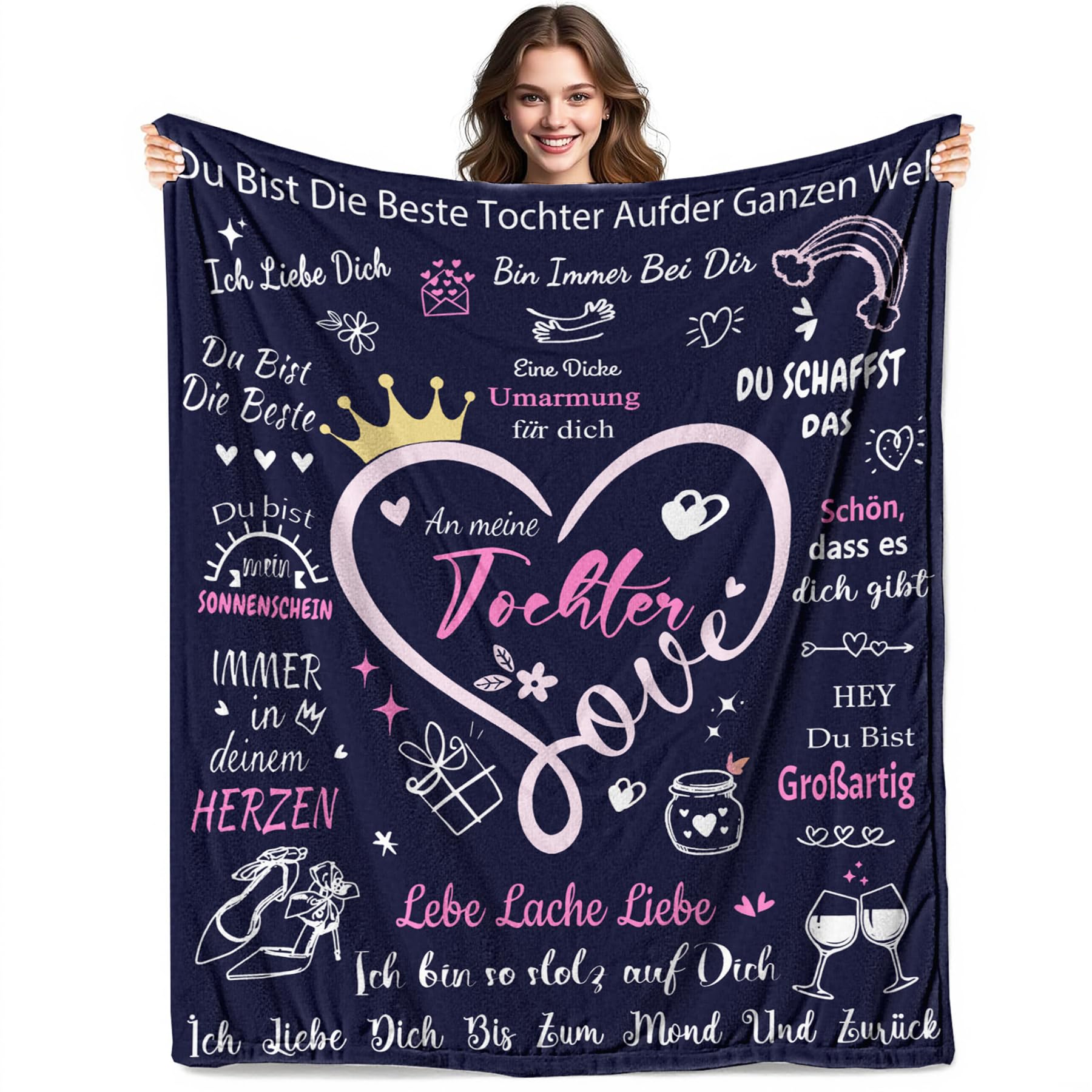 AOKILE Kuscheldecke Geschenke für Meine Tochter, Flanell Briefdecke Ideal als Bettdecke, Sofadecke oder Reisebegleiter, Perfekt Geburtstags Weihnachtengeschenk Geschenk für Tochter von Papa Mama