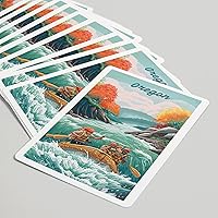 Vista 5 de Lantern Press Oregon, Seek Adventure, River Rafting, Fall, 52 Playing Cards for Adults, Poker Size Card Deck