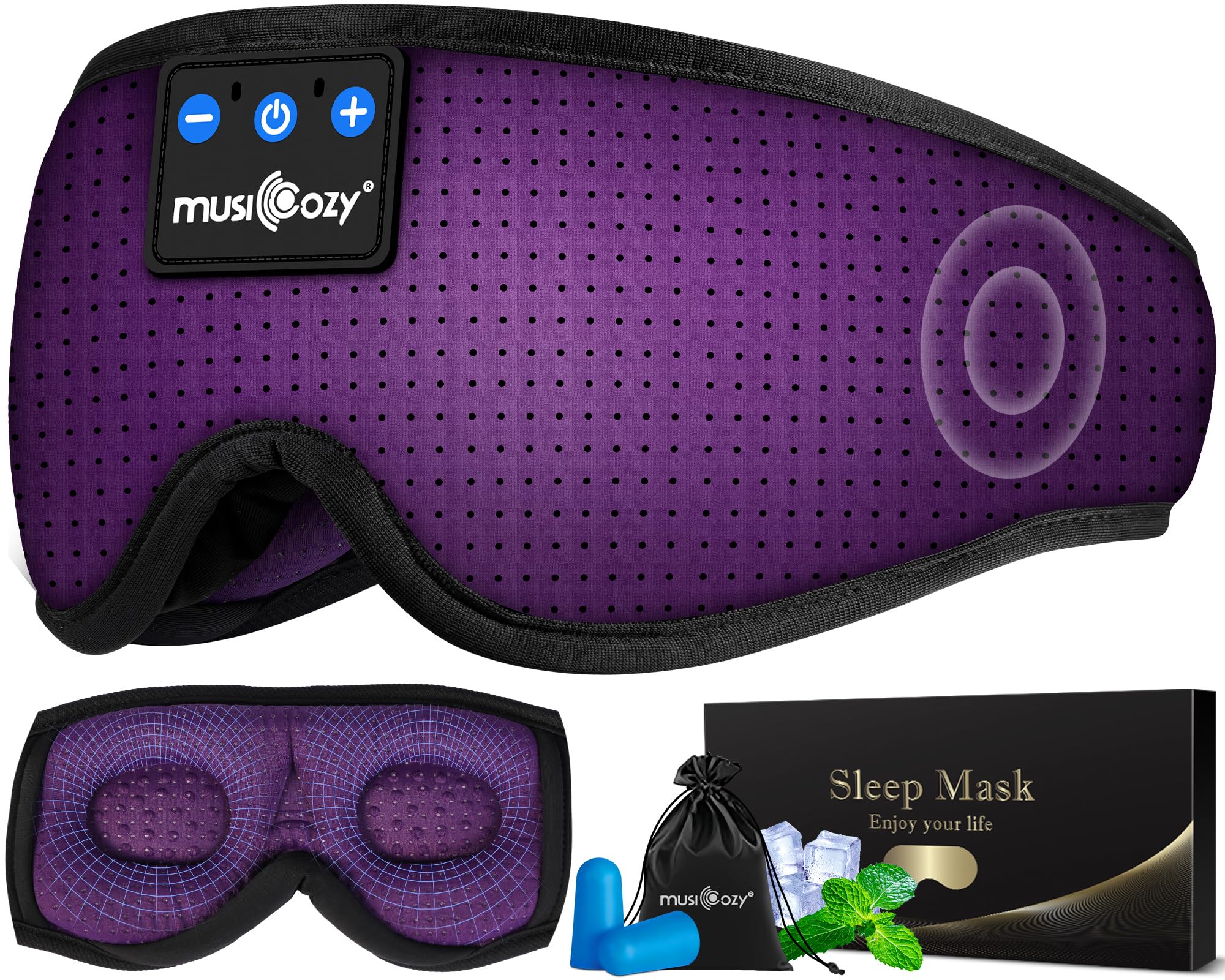 MUSICOZY 3D Sleep Headphones Mask Sleeping Headphones for Side Sleepers Eye Mask, Wireless Bluetooth Headband Headphones Cool Gadgets Unique Gifts(