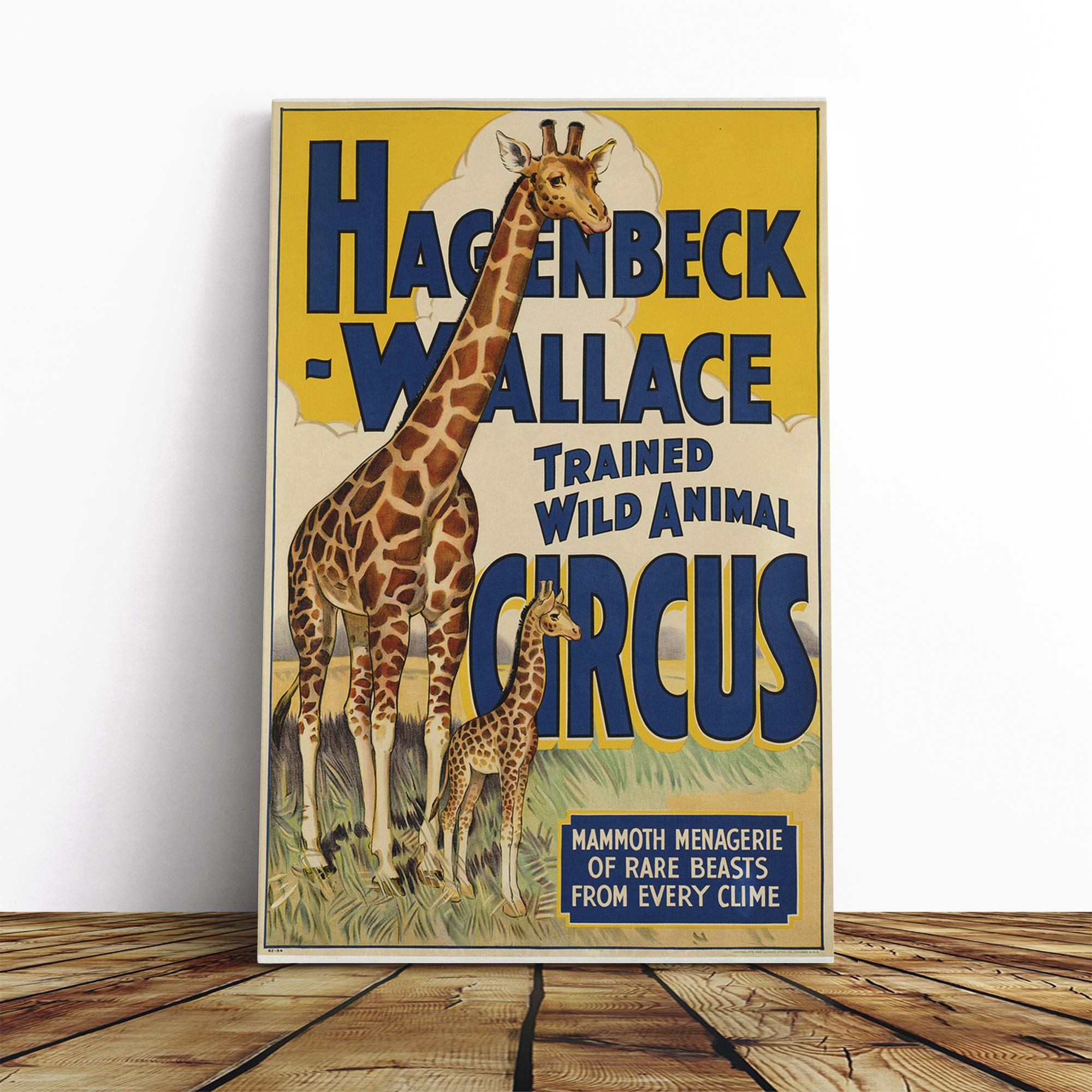 Circus Poster (22) Canvas Print | Gallery Wrapped 30mm Frame Wall Art | 24x16 inches | Ready to Hang | Retro Picture | Living Room Bedroom Lounge Office