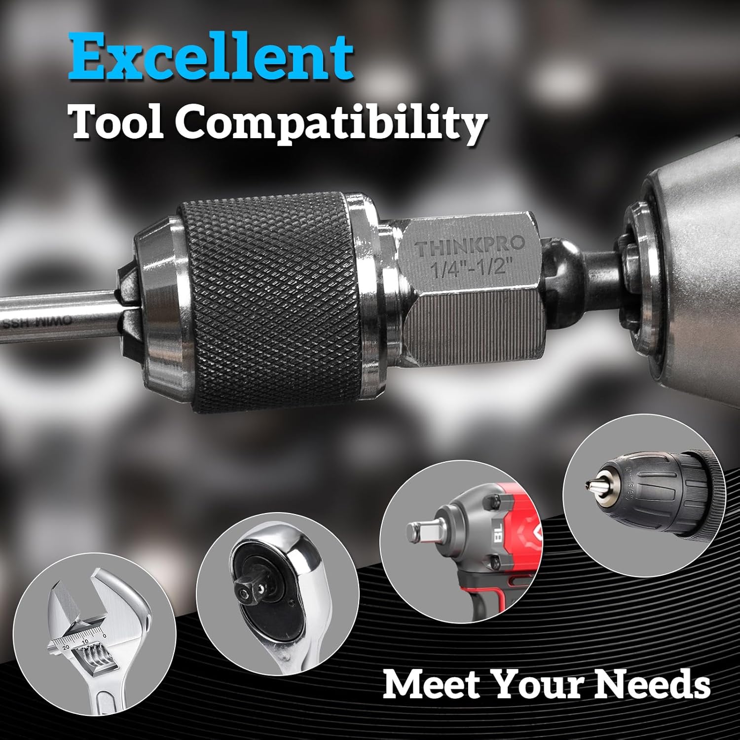 Ratcheting Tap Socket Set 2pcs with Adjustable Jaws, Hex Drive & 3/8" Drive Dual Drive, Tap Holder for Tight Spaces, Compatible with Taps, Reamers, Screw Extractors (#6-1/2")​,Cr-Mo Steel