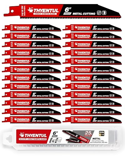 Paquete de 25, 6 pulgadas, 1418 TPI, juego de hojas de sierra recíproca, dientes M42 con cuchillas bimetálicas de cobalto, para desmontaje
