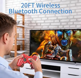 RUEIURI P-S3 Controller 2 Pack PS-3 Wireless controller 3 Controller Wireless Bluetooth Gamepad with USB Charger Cable for PS-3 Console (Red+Green)