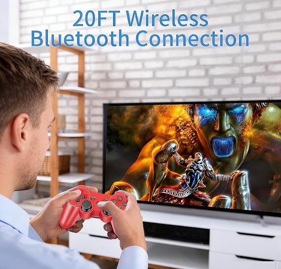 ＲＵＥＩＵＲＩ P-S3 Controller 2 Pack PS-3 Wireless controller 3 Controller Wireless Bluetooth Gamepad with USB Charger Cable for PS-3 Console (Red+Green)