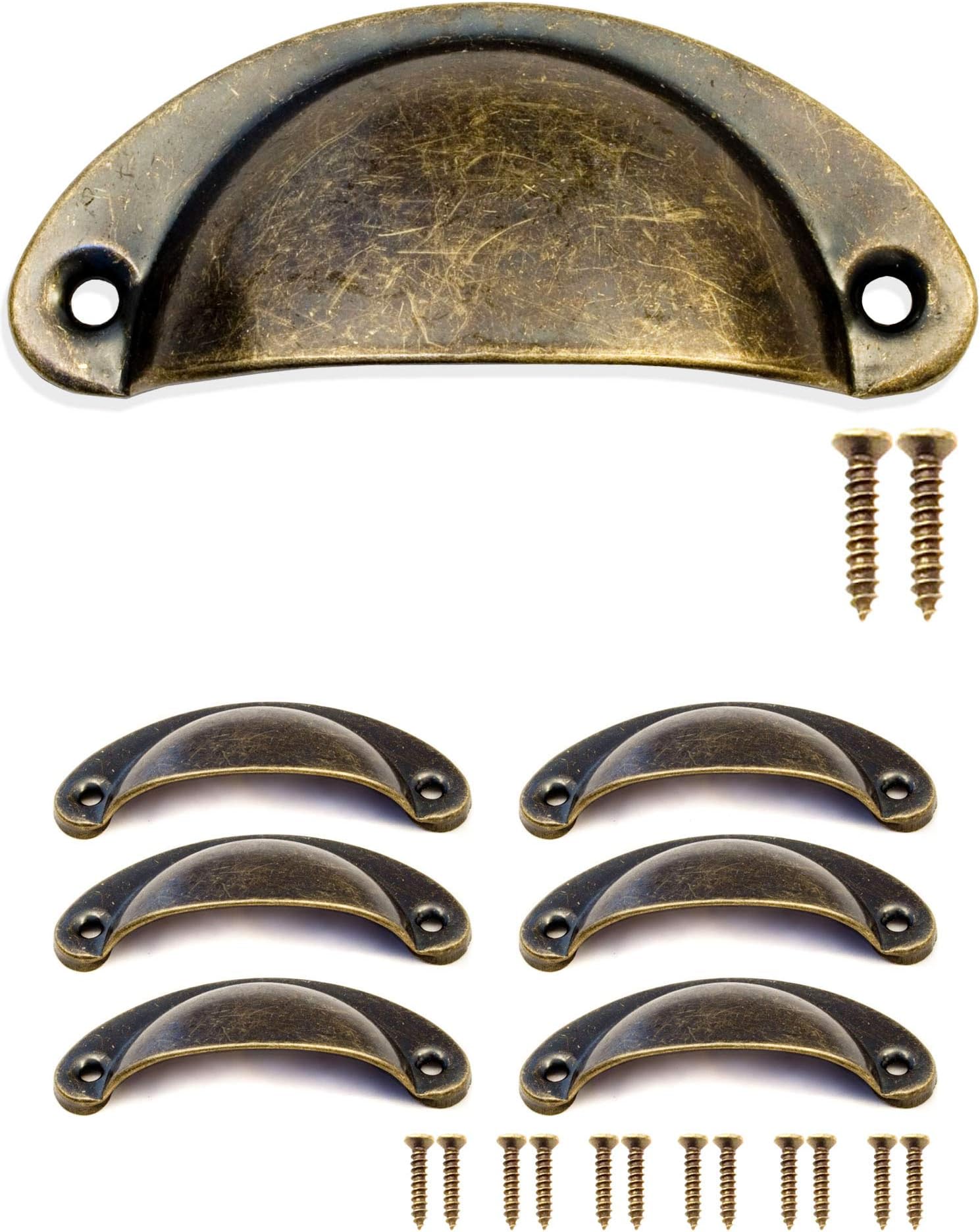 Antique Drawer Handles, Iron Handles, Furniture Handles, for Drawers Cupboard Doors, buffets, chests, chests of Drawers, Vintage Bronze, Country House, Retro Style, 80 x 36 mm, Set of 6