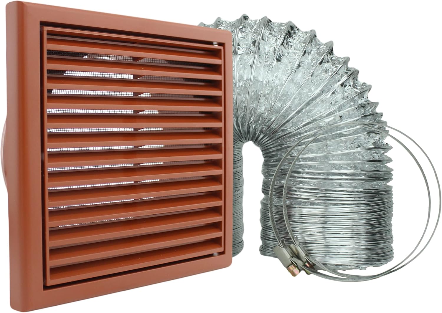 VENTS Cooker Hood Duct Vent Kit, 125mm (5inch) Diameter. Terracotta Louvered Grille with Insect