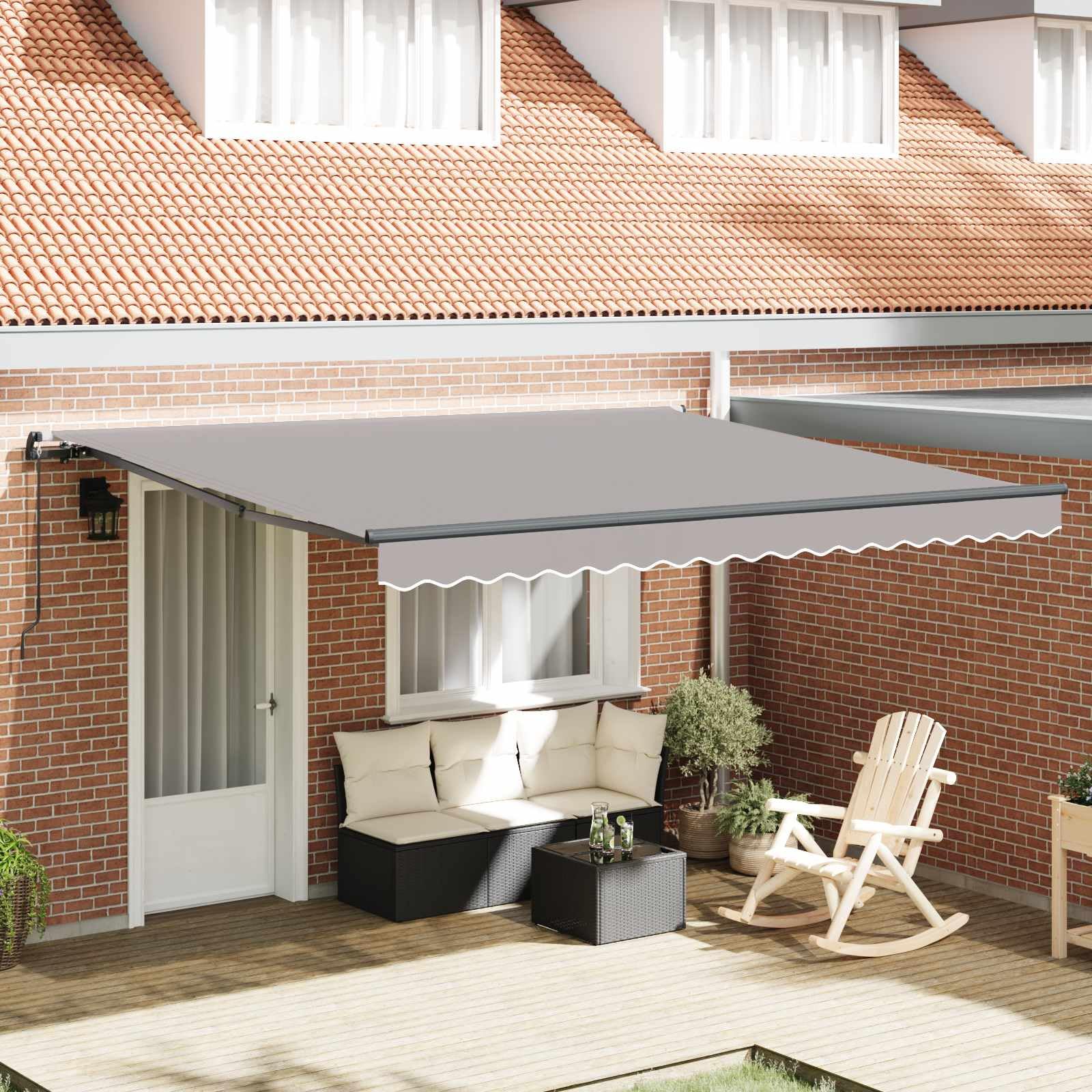 Auvent rétractable de qualité supérieure en acier et polyester gris 400x300