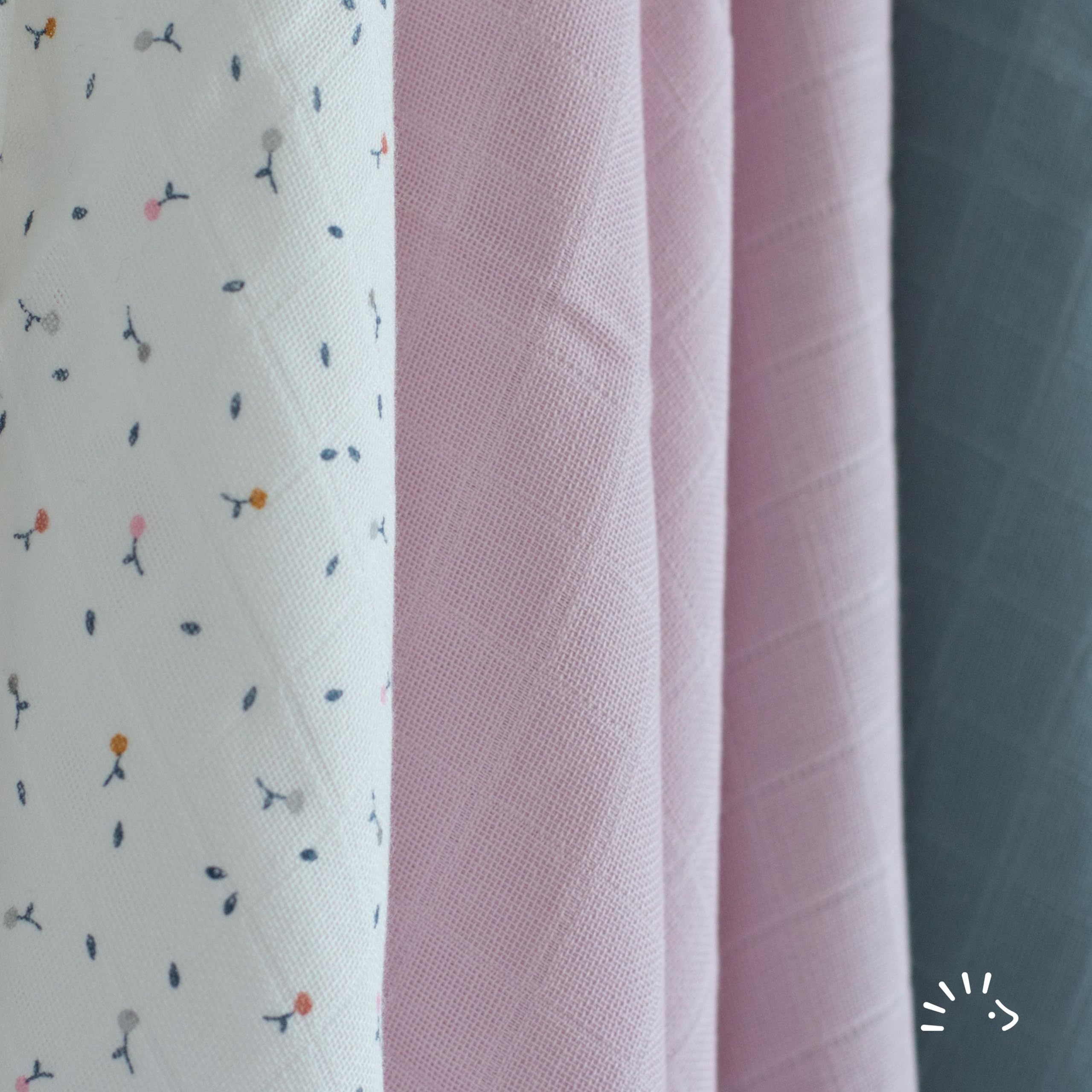 Popolini 3x Mullwindeln Rose Blossom 70 x 70 cm, saugstark, waschbar