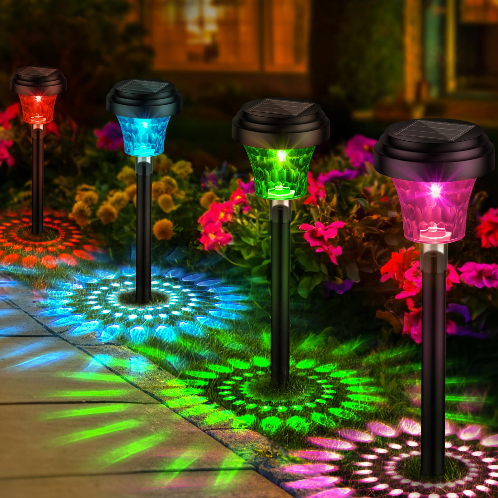 Lot de 4 Lampes solaires de jardin lampes d'extérieur enterrées lampes LED étanches d'économie d Lot de 4 Lampes solaires de jardin lampes d'extérieur enterrées lampes LED étanches d'économie d