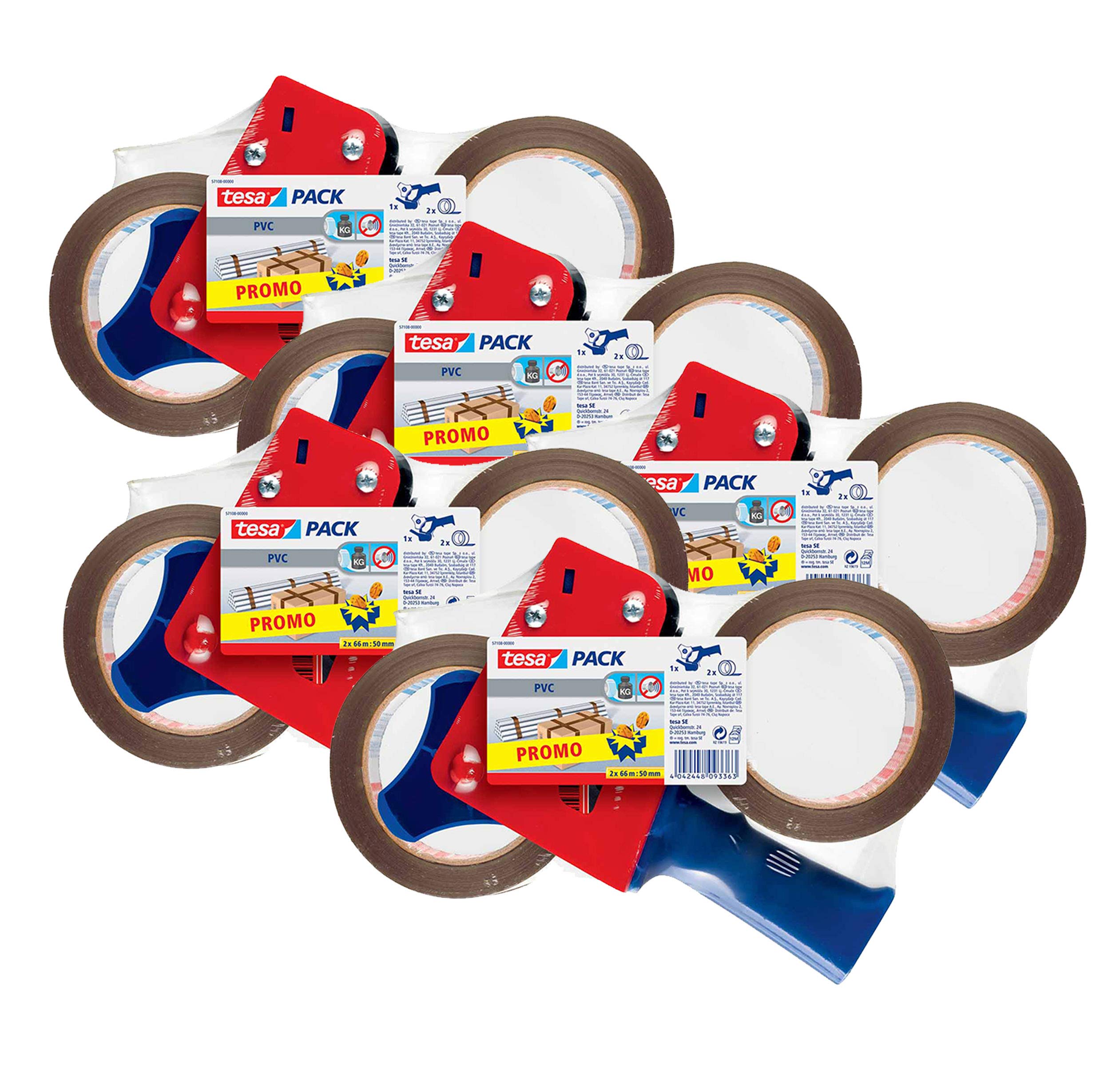 2 Rubans Adhésifs Extra Forts Tesapack Marron 66m X 50mm - Avec Dérouleur Manuel, Pour Cartons Lourds