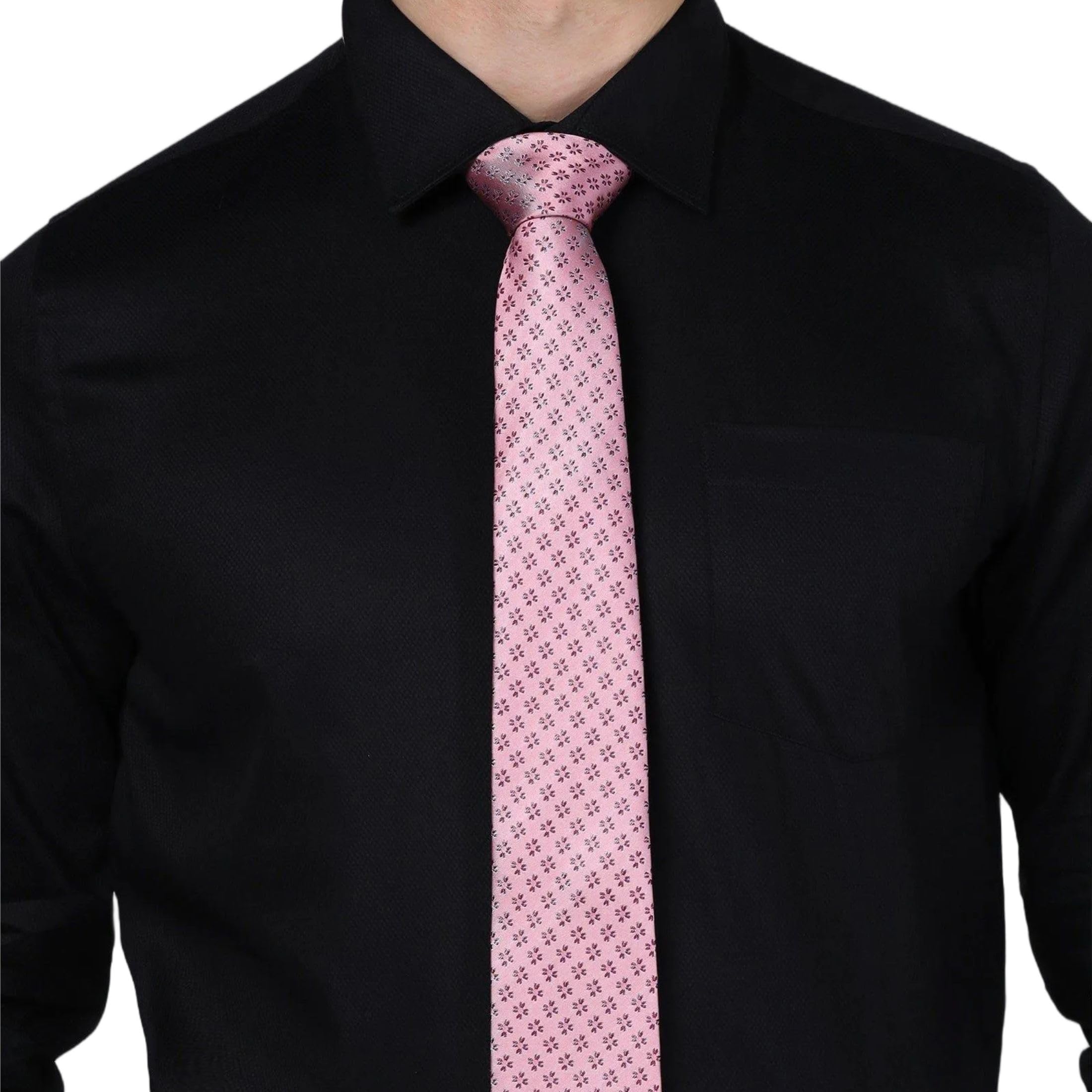 Men Regular Fit Pink Textured Broad Ties-image-14