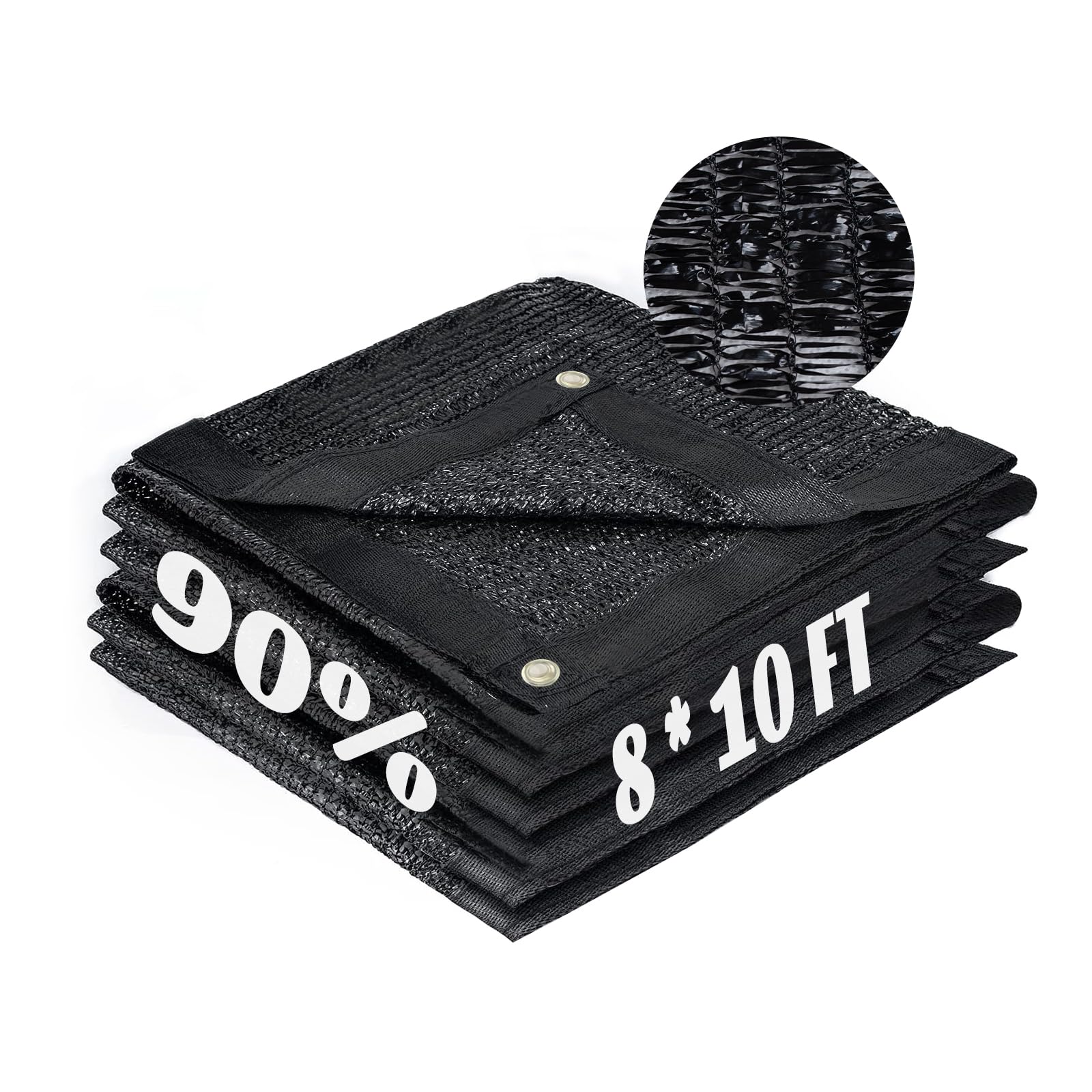 LOVE STORY 8x10FT 90% Black Garden Shade Cloth, Sun Shade Cover Net Mesh Tarp with Grommets, Sunblock Net for Garden,Greenhouse,Plants and Patio