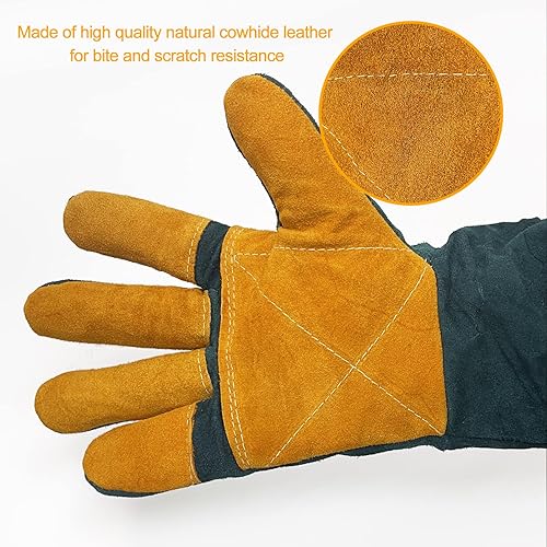 Miniatura 3 de Guantes de manejo de animales a prueba de mordeduras de cuero reforzado de Kevlar, guantes de protección, guantes antimordeduras para entrenamiento