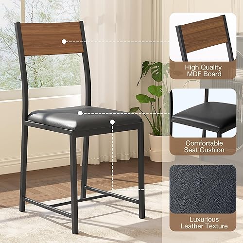 Miniatura 6 de Pamapic Juego de mesa de comedor redonda para 4, mesa de cocina y sillas para 4, mesa de pedestal circular de comedor, marco de metal sólido, ahorro