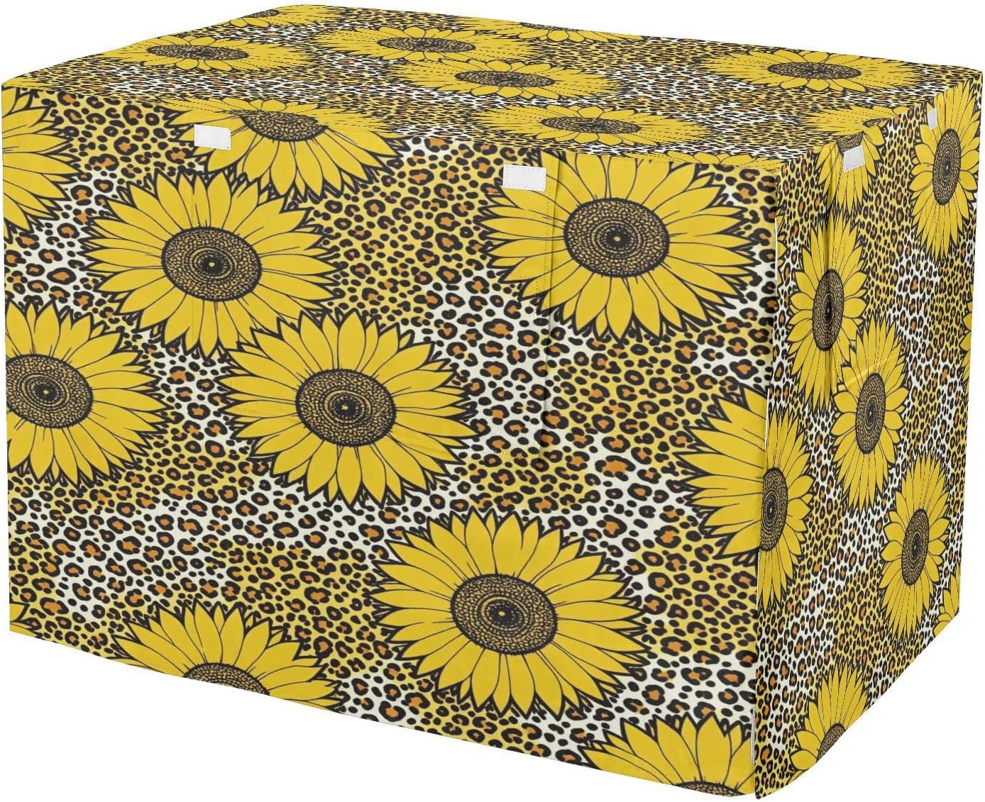 Sunflower Leopard Pattern Cover for Dog Crate Pet Kennel Cover Dog Crate Curtains 48 Inch