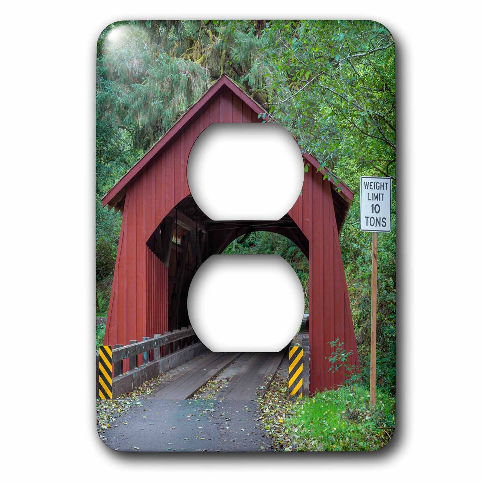 Couvercle de prise 2 prises avec photo du pont de l'Oregon