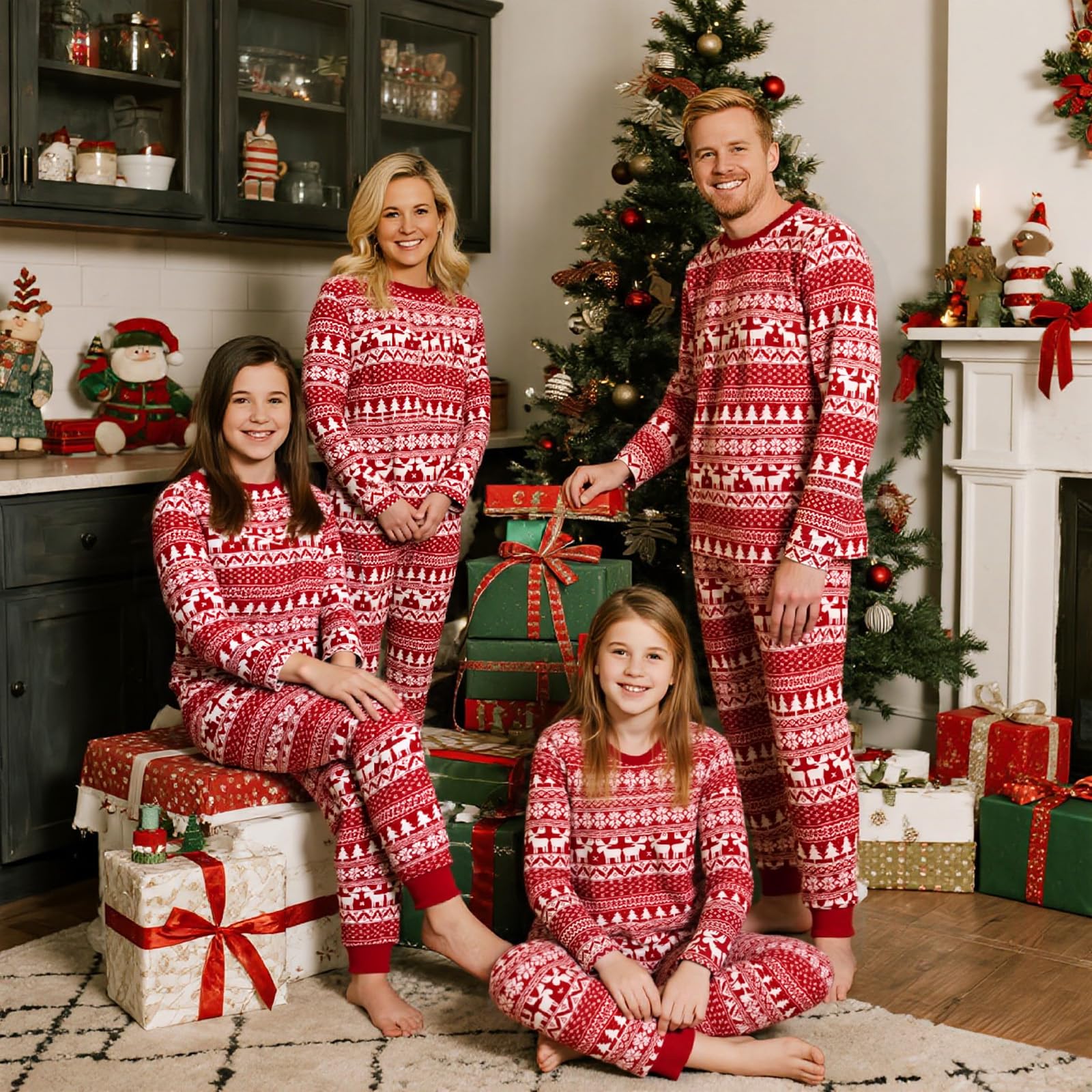 Neufigr Pijama Navidad Familia,Pijamas Navideños Familiares,Pijamas De Navidad para La Familia Hombre/L (l)/PJs- 02