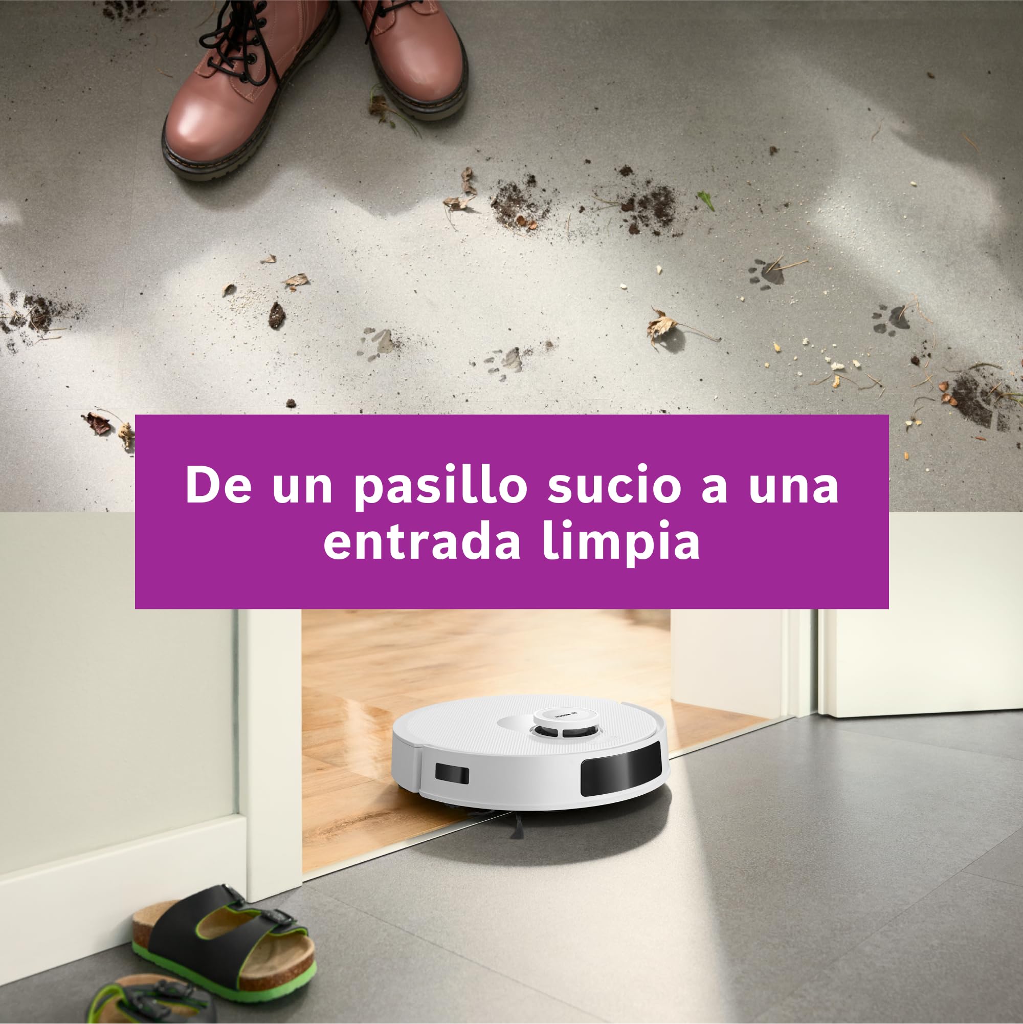 Bosch - Robot Aspirador Spotless +, aspira y friega, Potencia 11.000 Pa², Almohadilla húmeda Fija, estación Seca, Sistema Inteligente de visión por Infrarrojos, Bosch Home Connect App, Blanco, BCRD1W