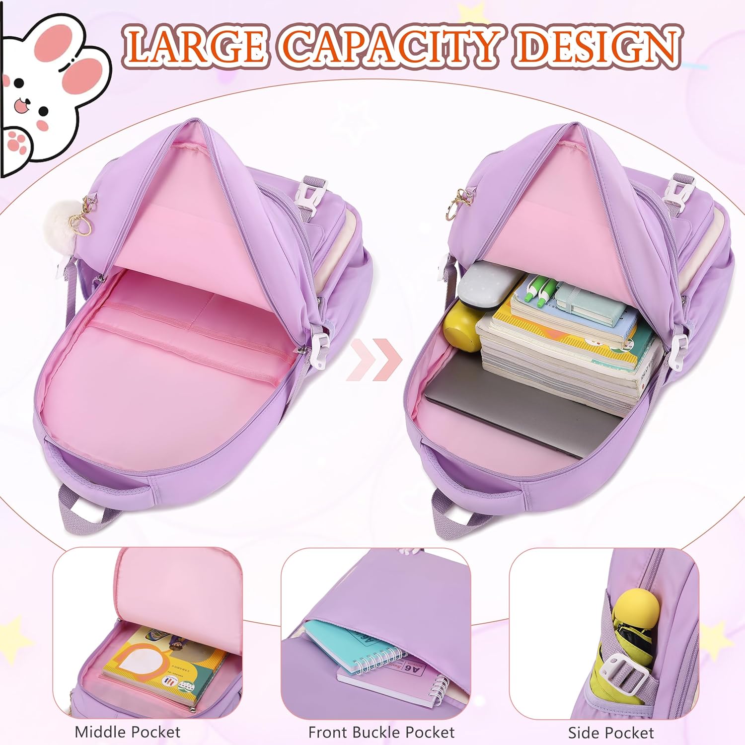 AO ALI VICTORY Backpack for Women Girls Set with Pencil Case 15.6 Inch Laptop School Bag Kids Elementary College Backpacks