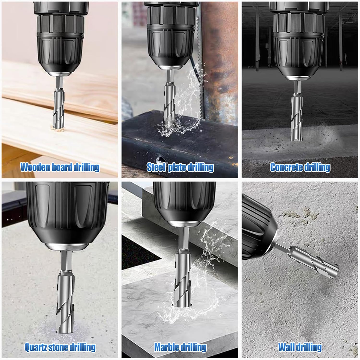 10Pcs New Four-Flute Sawtooth Eccentric Drill Bit Size 5/6/8/10/12mm,Four-Edged Tungsten Steel Carbide Serrated Eccentric Drill Bit Set for Wood Marble Metal Glass Ceramic Wall Tiles (Silver)