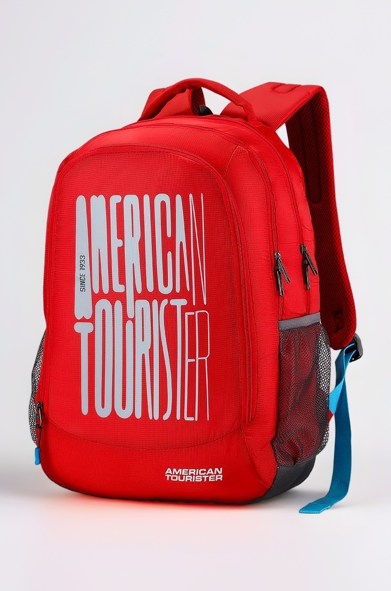 American Tourister Fizz 32L Red Backpack School Bag For Travel With Organizer Bottle Compartment Water Resistant Backpack For Unisex, Boys 4 Compartment Laptop Backpack For College Gift For Unisex